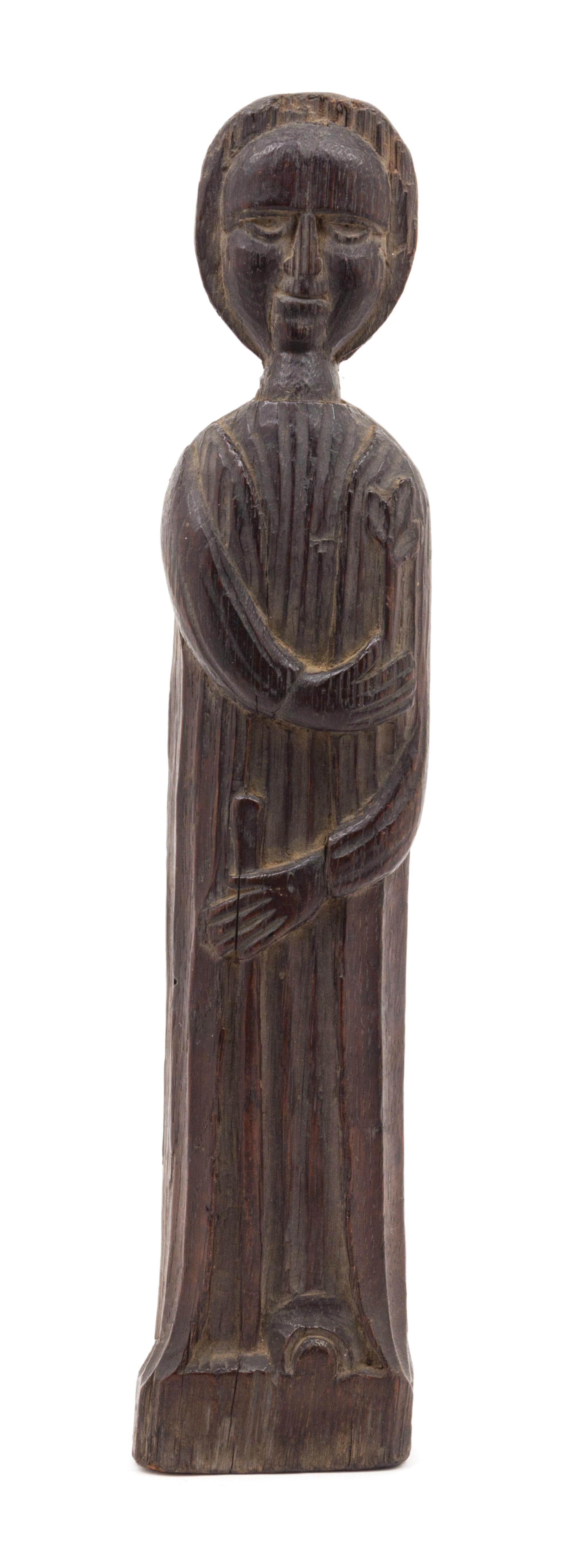 A French Carved Oak Figure of a Female Saint Height 14 1/2 inches. — PROBABLY 15TH/16TH CENTURY