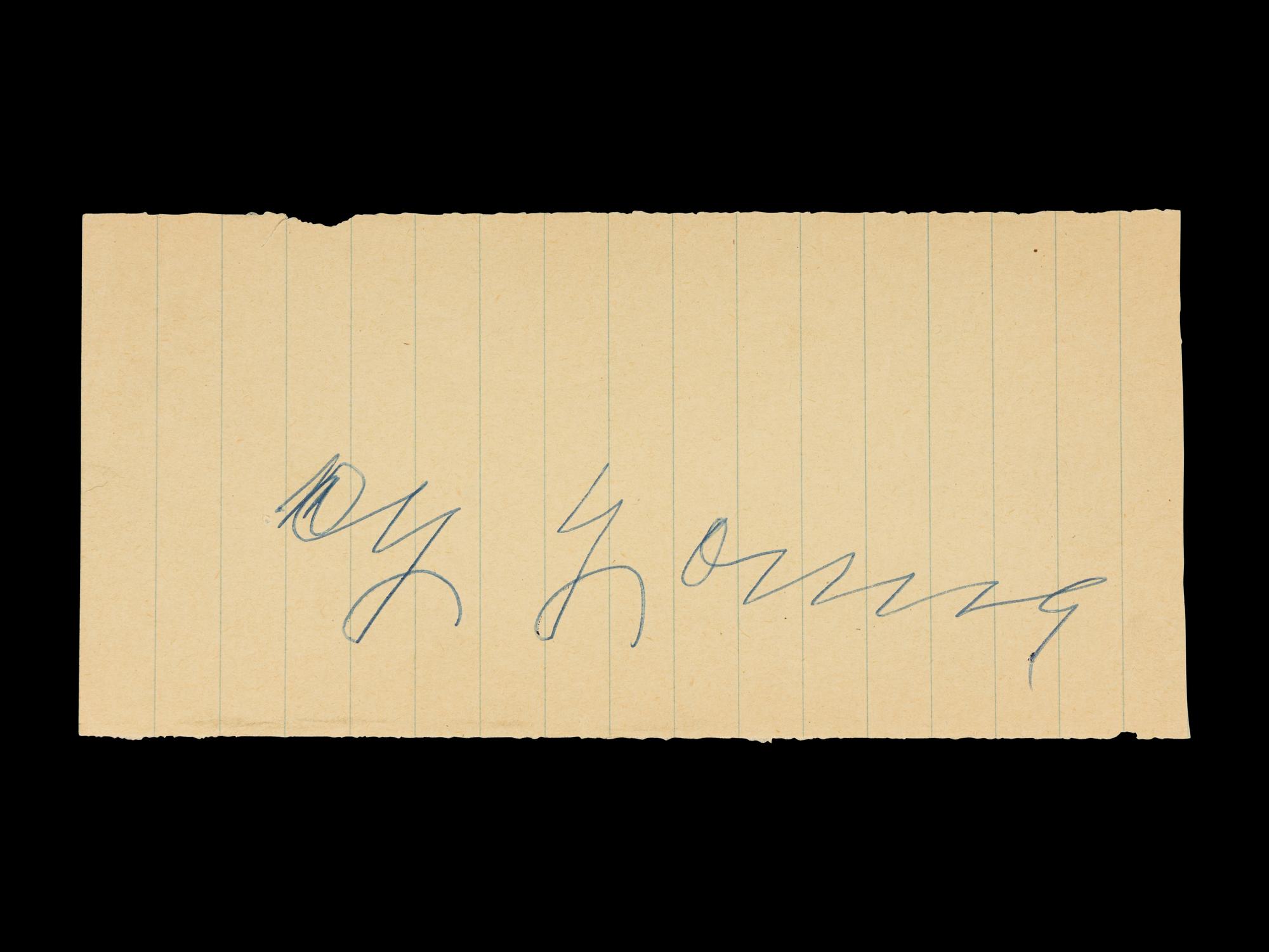 A Cy Young Signed Autograph Cut (JSA Letter),