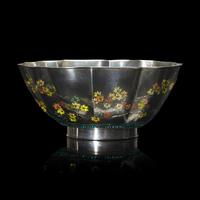 An Unusual Japanese Plique a Jour Silver 'Maple Leaves' Bowl, Attributed to Namikawa Yasuyuki