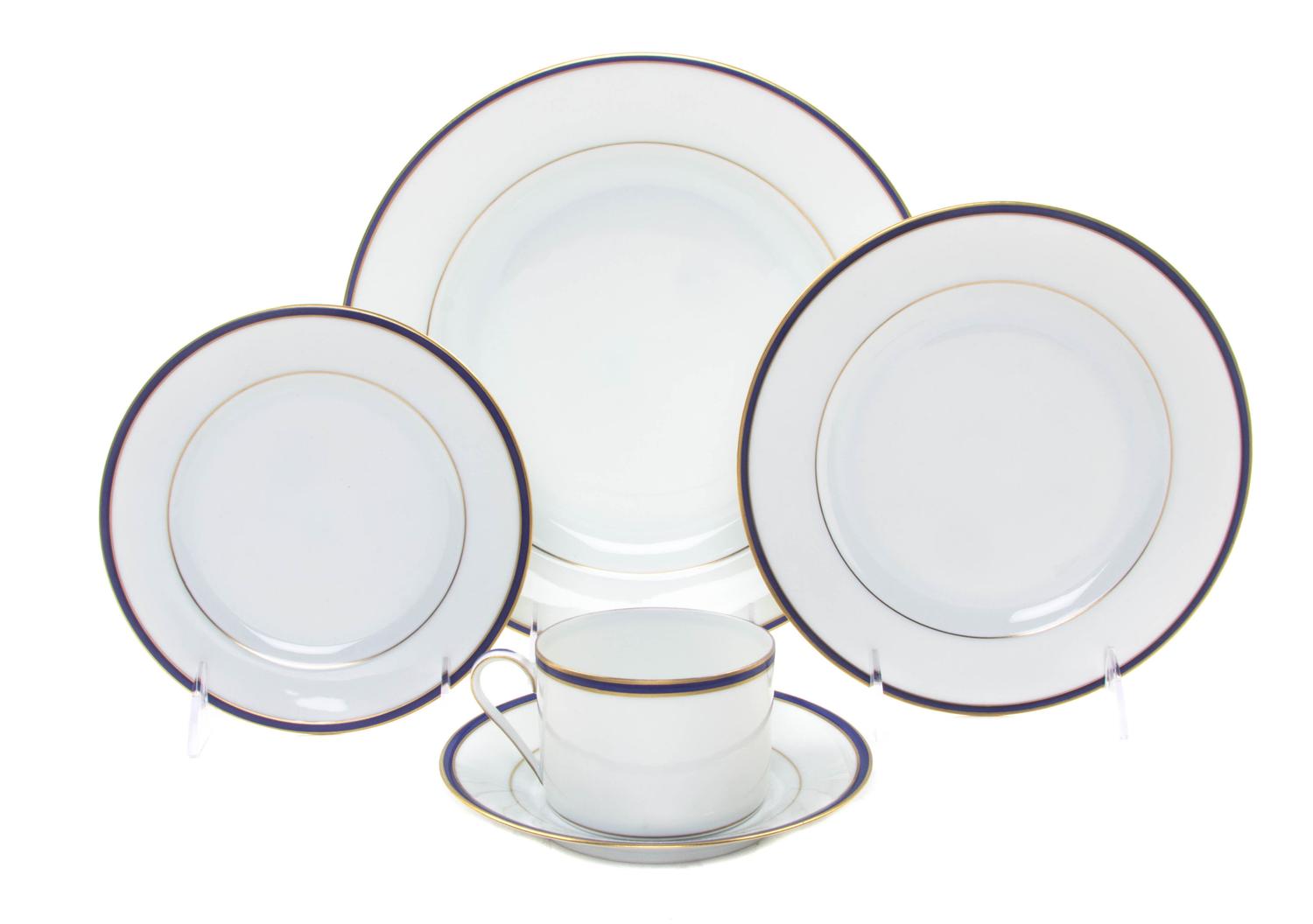 A Limoges Porcelain Partial Dinner Service, RETAILED BY TIFFANY & CO., Diameter of dinner plate 10 1/4 inches. — RETAILED BY TIFFANY & CO.,