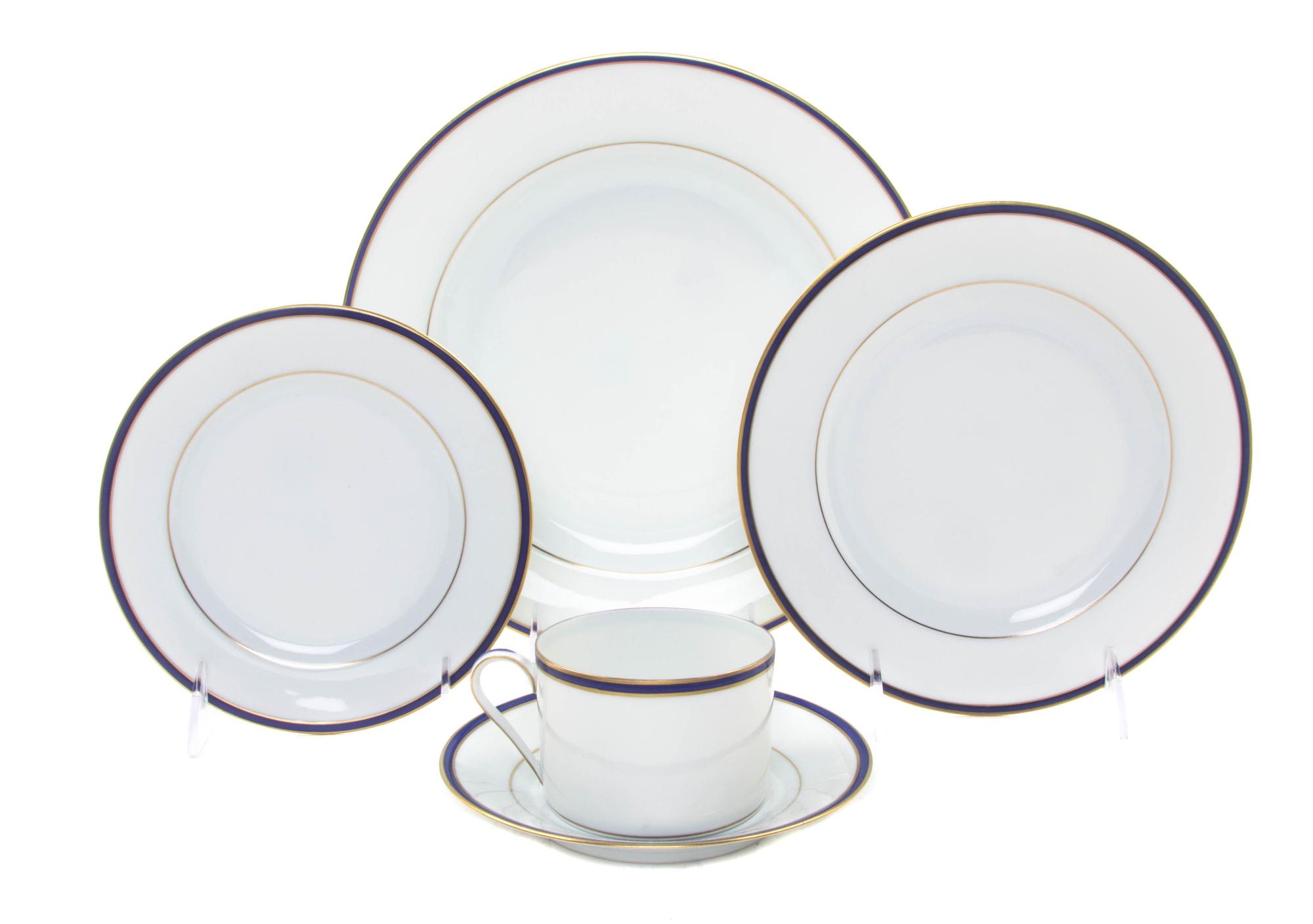 A Limoges Porcelain Partial Dinner Service, RETAILED BY TIFFANY & CO., Diameter of dinner plate 10 1/4 inches. — RETAILED BY TIFFANY & CO.,