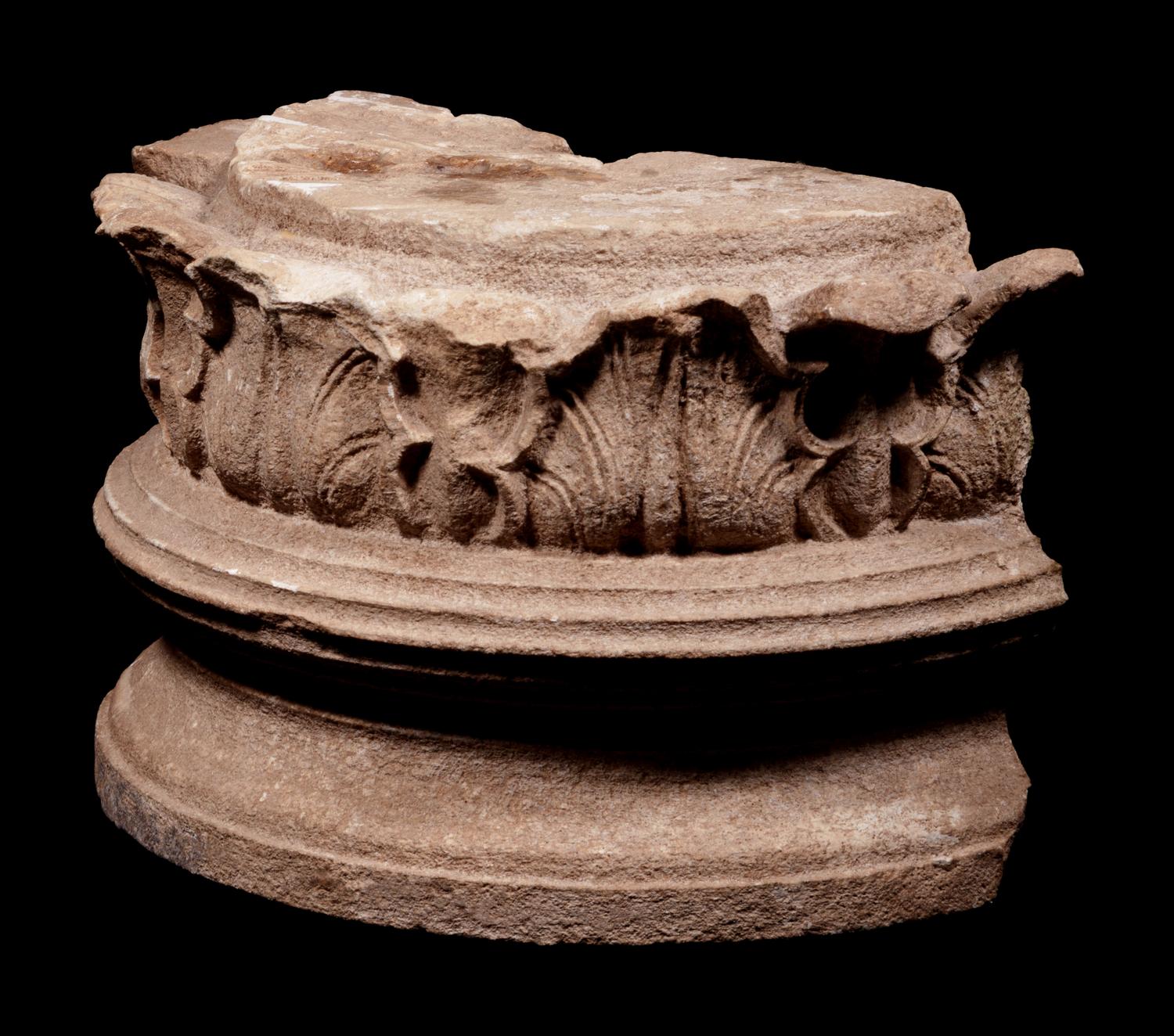 A Tarantine Limestone Column Capital and Base Pilaster