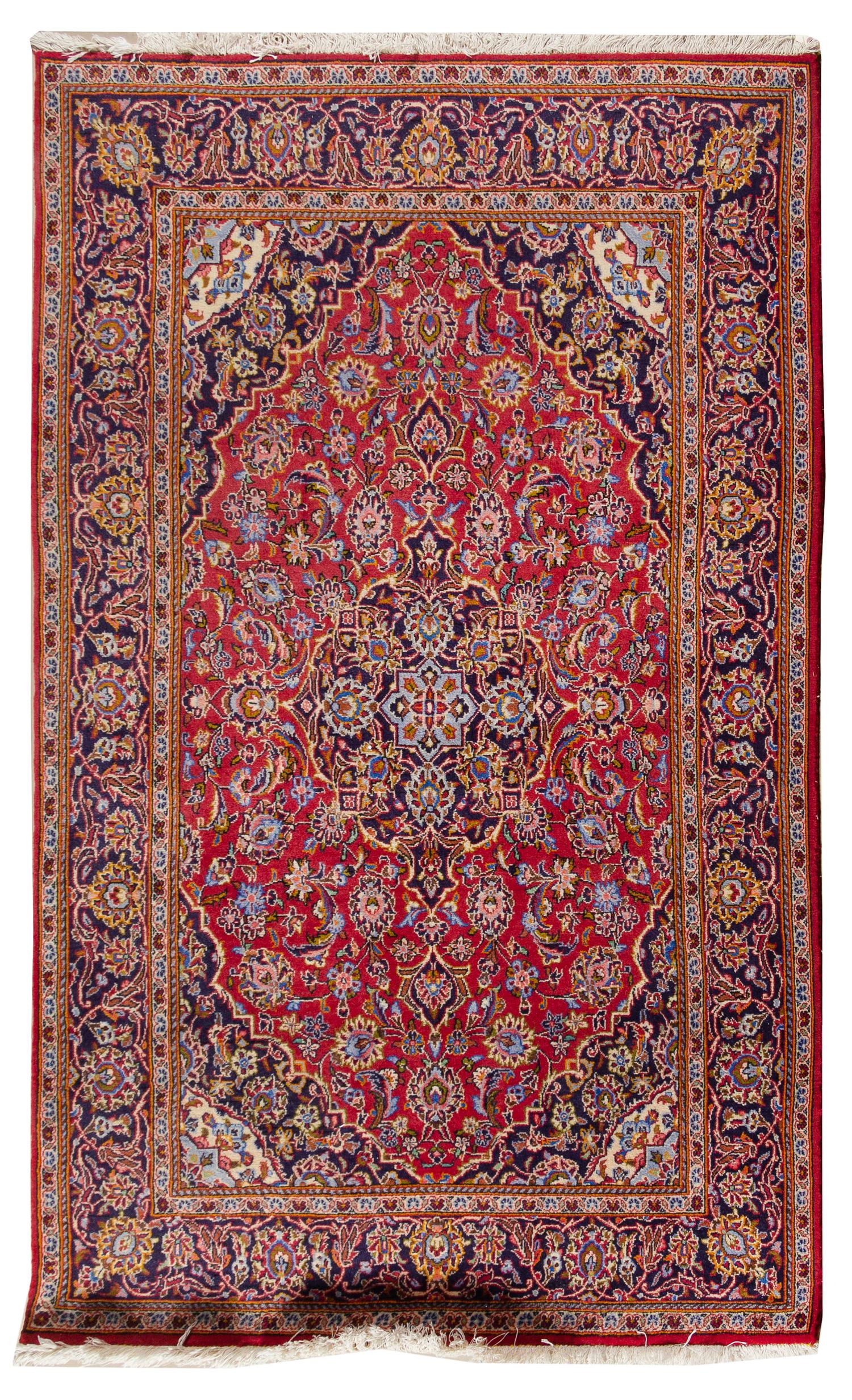 A Kashan Wool Rug 7 feet 6 inches x 4 feet 5 inches. — 20TH CENTURY