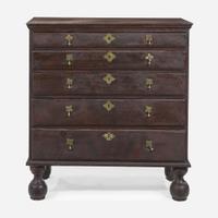 A William & Mary grain-painted pine five drawer chest New England, circa 1740