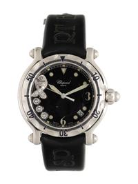 CHOPARD, REF. 8347 STAINLESS STEEL AND DIAMOND 'HAPPY SPORT' WATCH