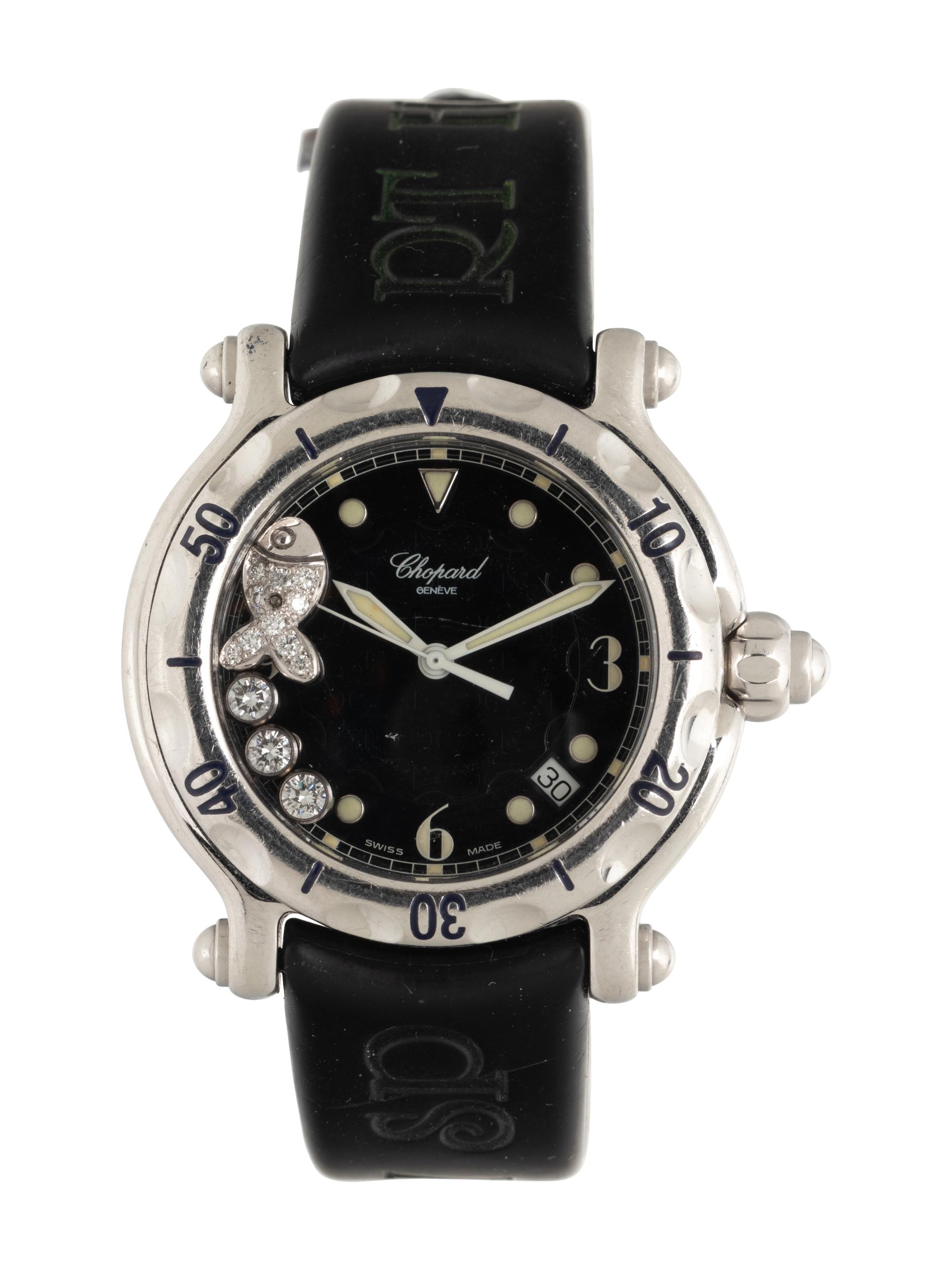 CHOPARD, REF. 8347 STAINLESS STEEL AND DIAMOND 'HAPPY SPORT' WATCH