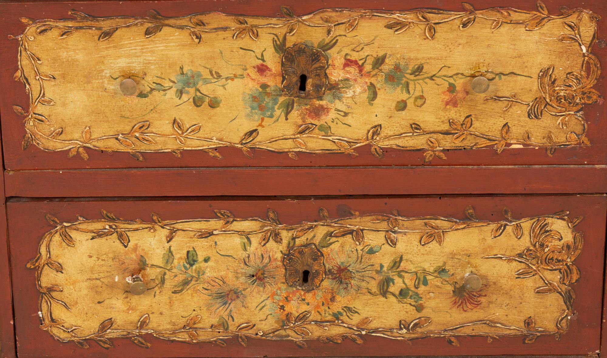 A Venetian Style Painted Slant Front Desk