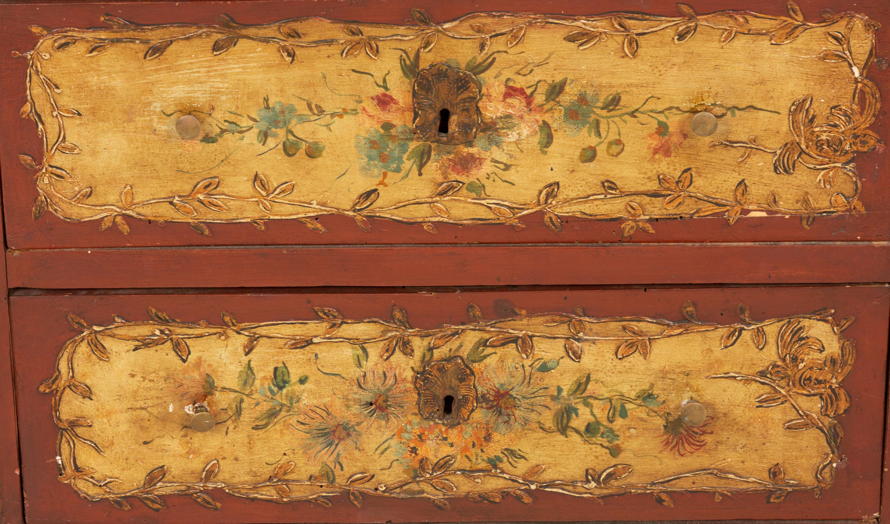 A Venetian Style Painted Slant Front Desk