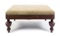 A William IV Style Upholstered Ottoman Height 18 x width 39 x depth 28 1/2 inches. — 20TH CENTURY