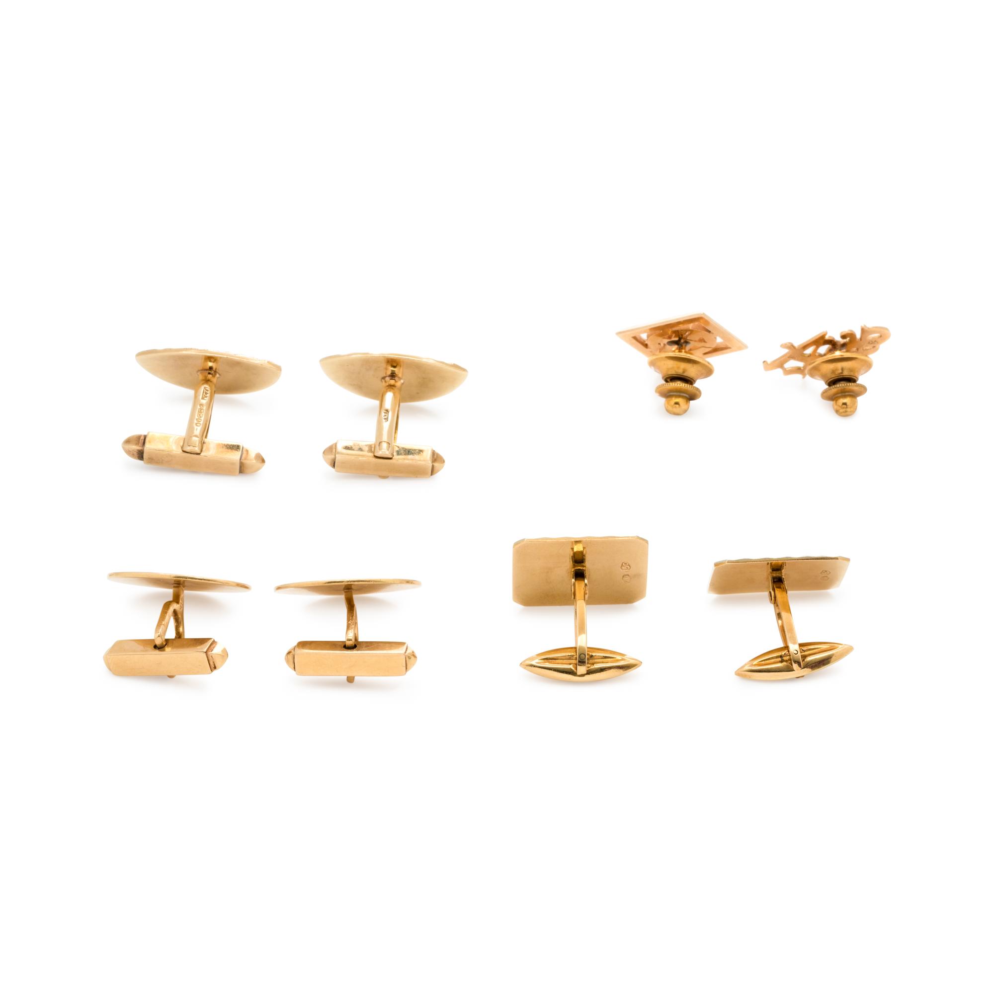 COLLECTION OF YELLOW GOLD MEN'S ACCESSORIES