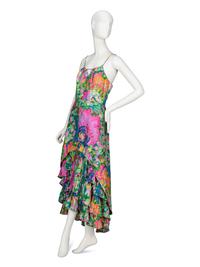 FLORAL-PRINT SILK SUNDRESS, 1960's
