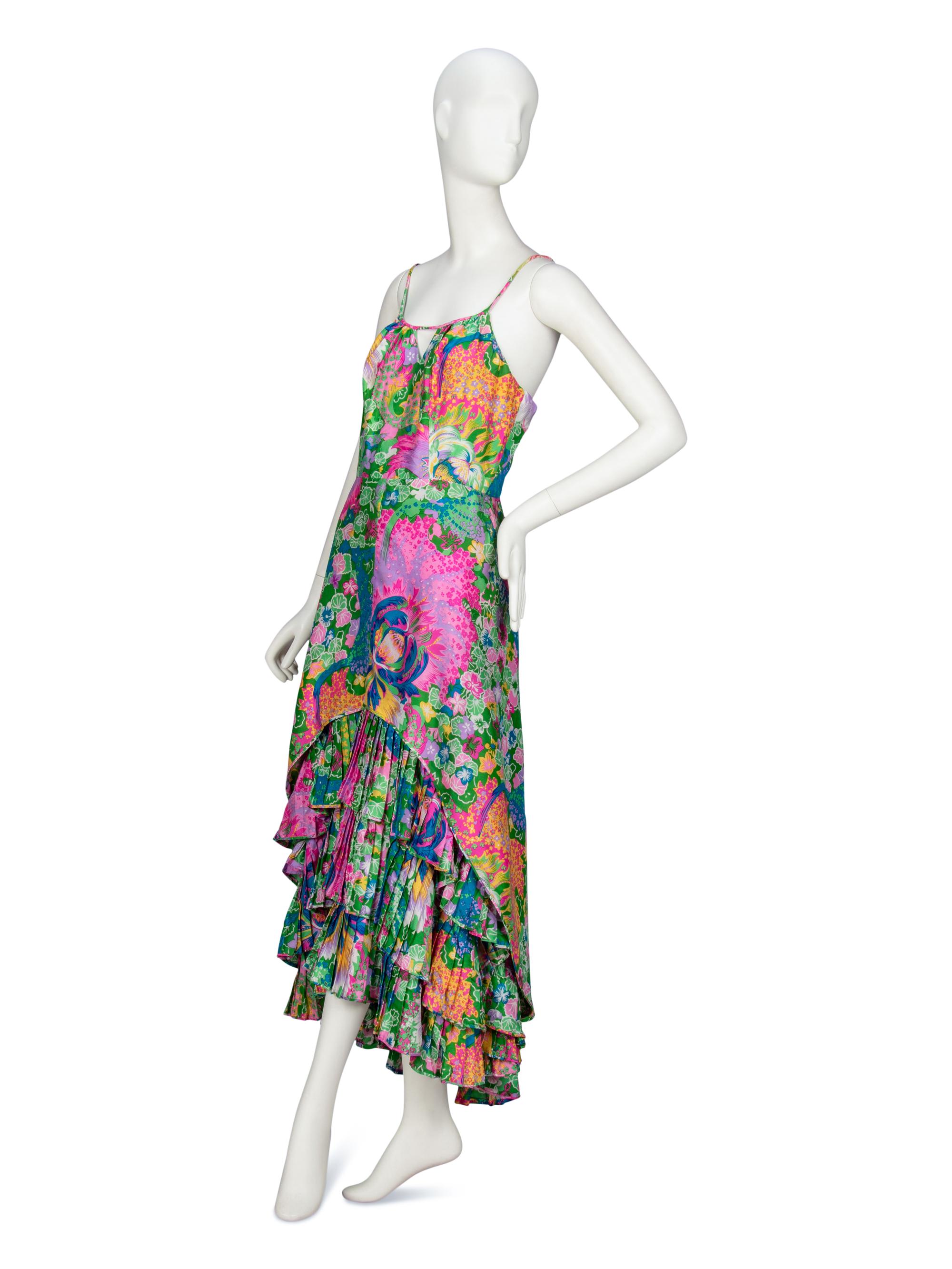 FLORAL-PRINT SILK SUNDRESS, 1960's