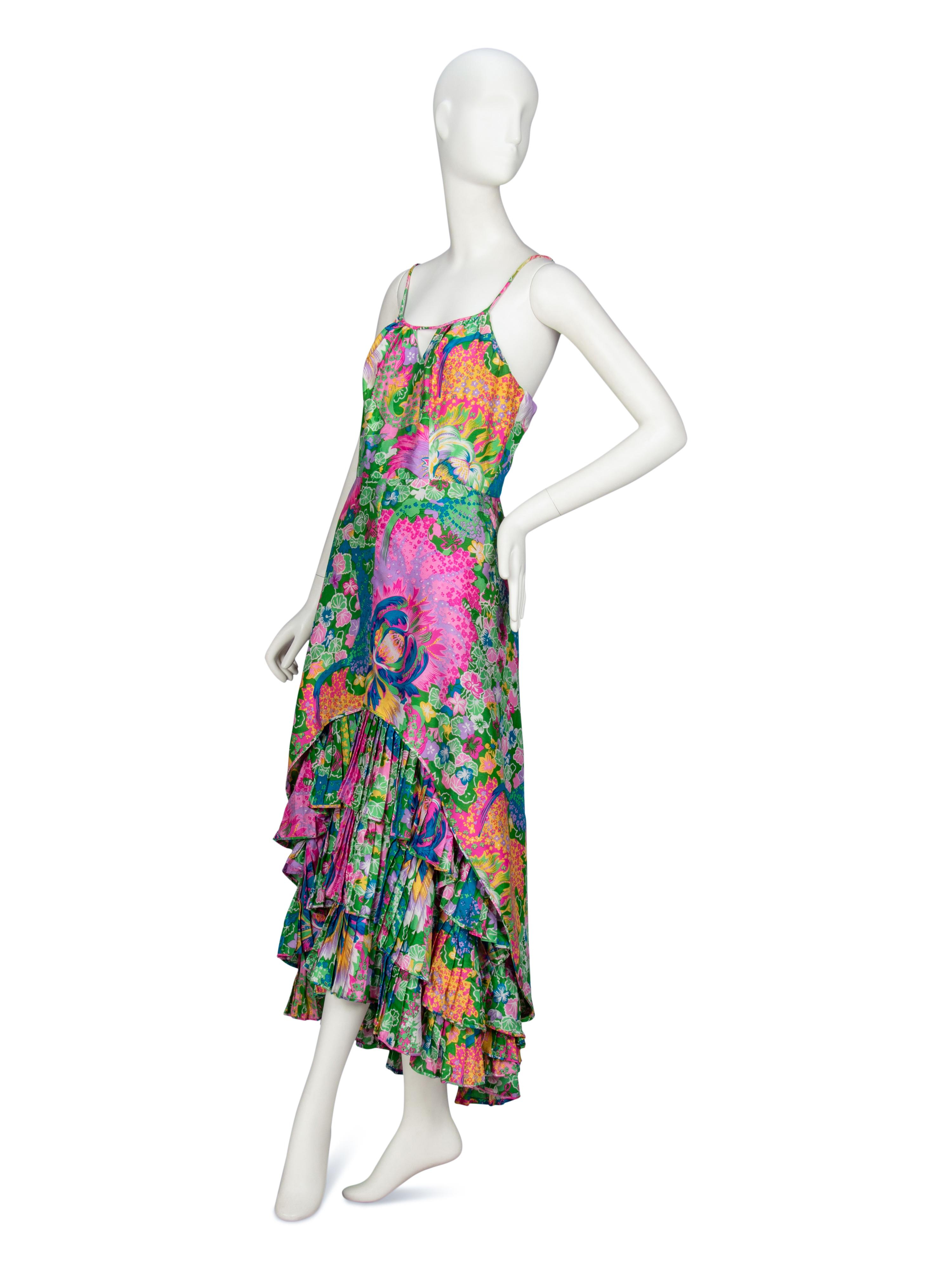 FLORAL-PRINT SILK SUNDRESS, 1960's