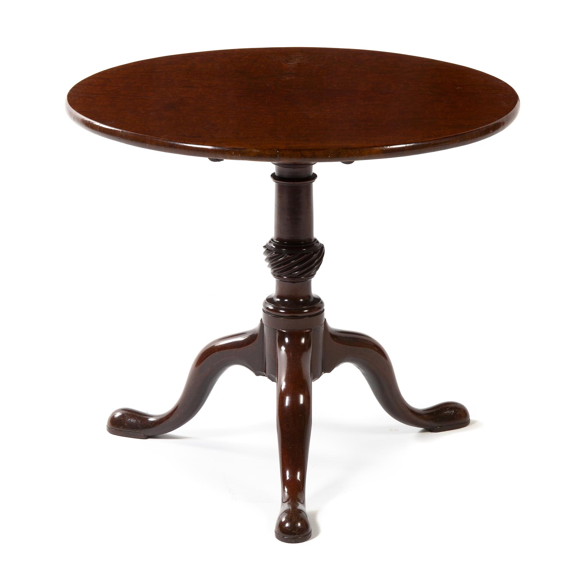 A Georgian Style Mahogany Tilt-Top Tea Table Height 26 x diameter 30 inches.