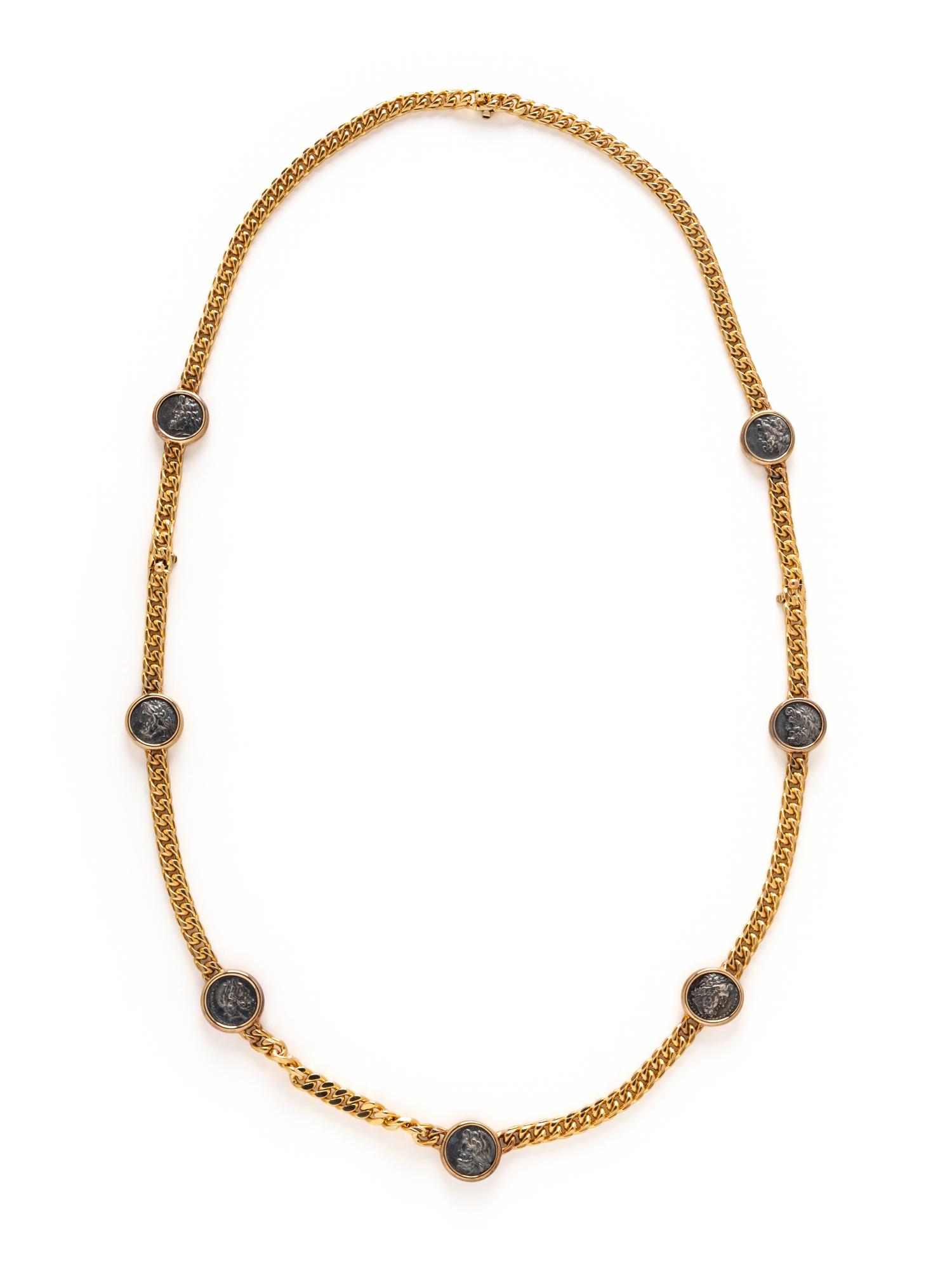 BULGARI, YELLOW GOLD AND ANCIENT COIN 'MONETE' CONVERTIBLE NECKLACE