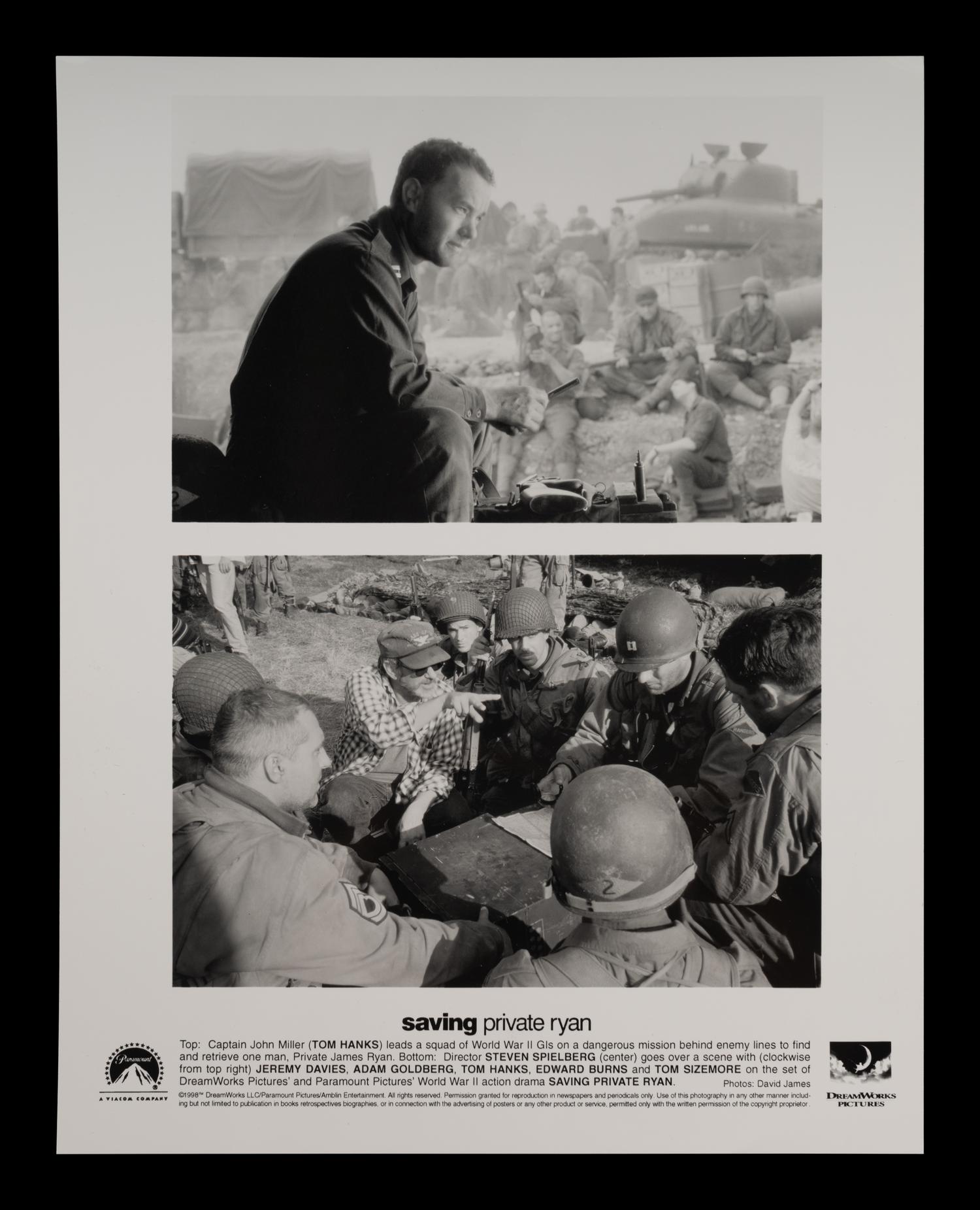 (Film Memorabilia) A group of 3 pieces of memorabilia relating to Saving Private Ryan . Amblin Entertainment, Mutual Film Company: 1998. Comprising: