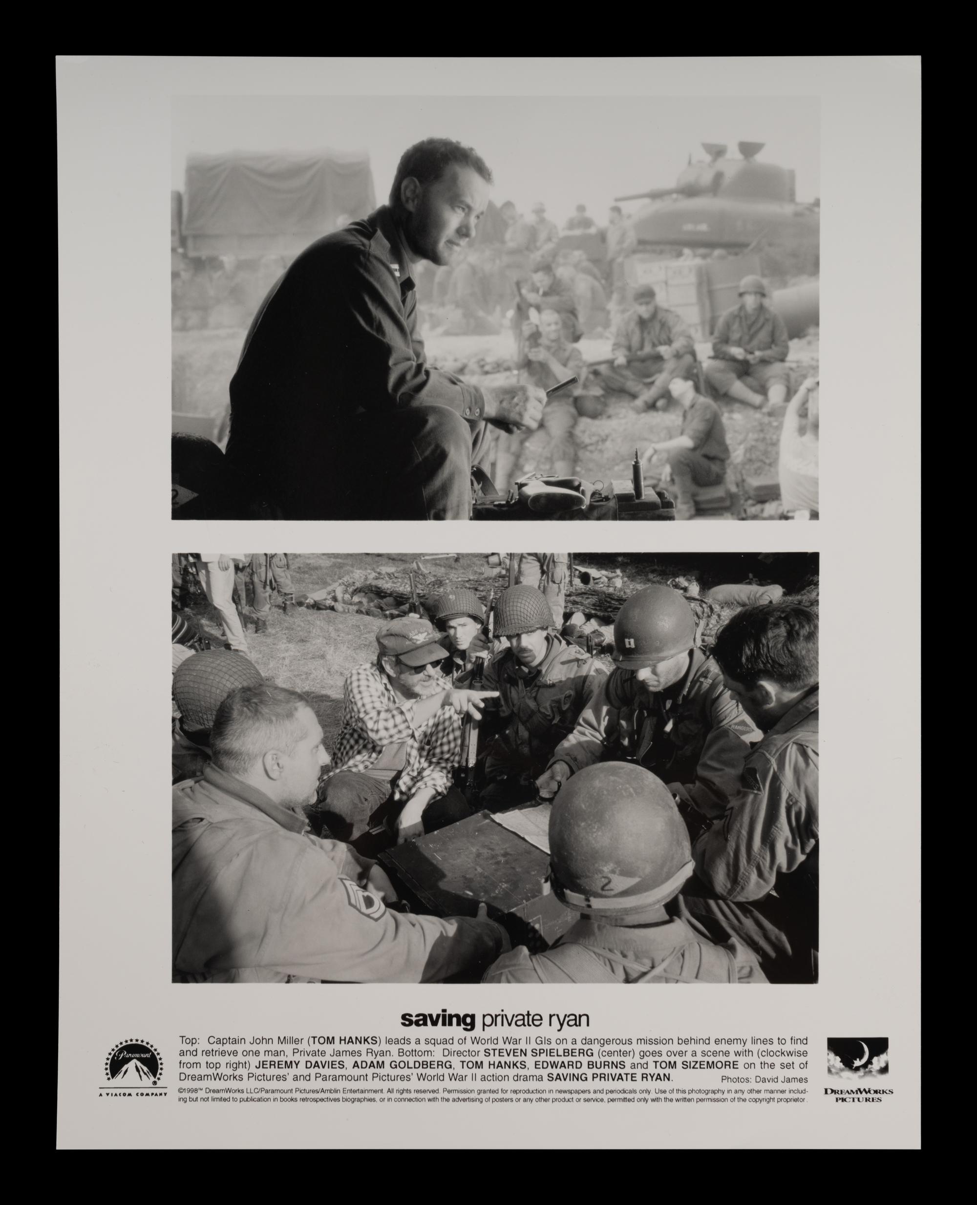 (Film Memorabilia) A group of 3 pieces of memorabilia relating to Saving Private Ryan . Amblin Entertainment, Mutual Film Company: 1998. Comprising: