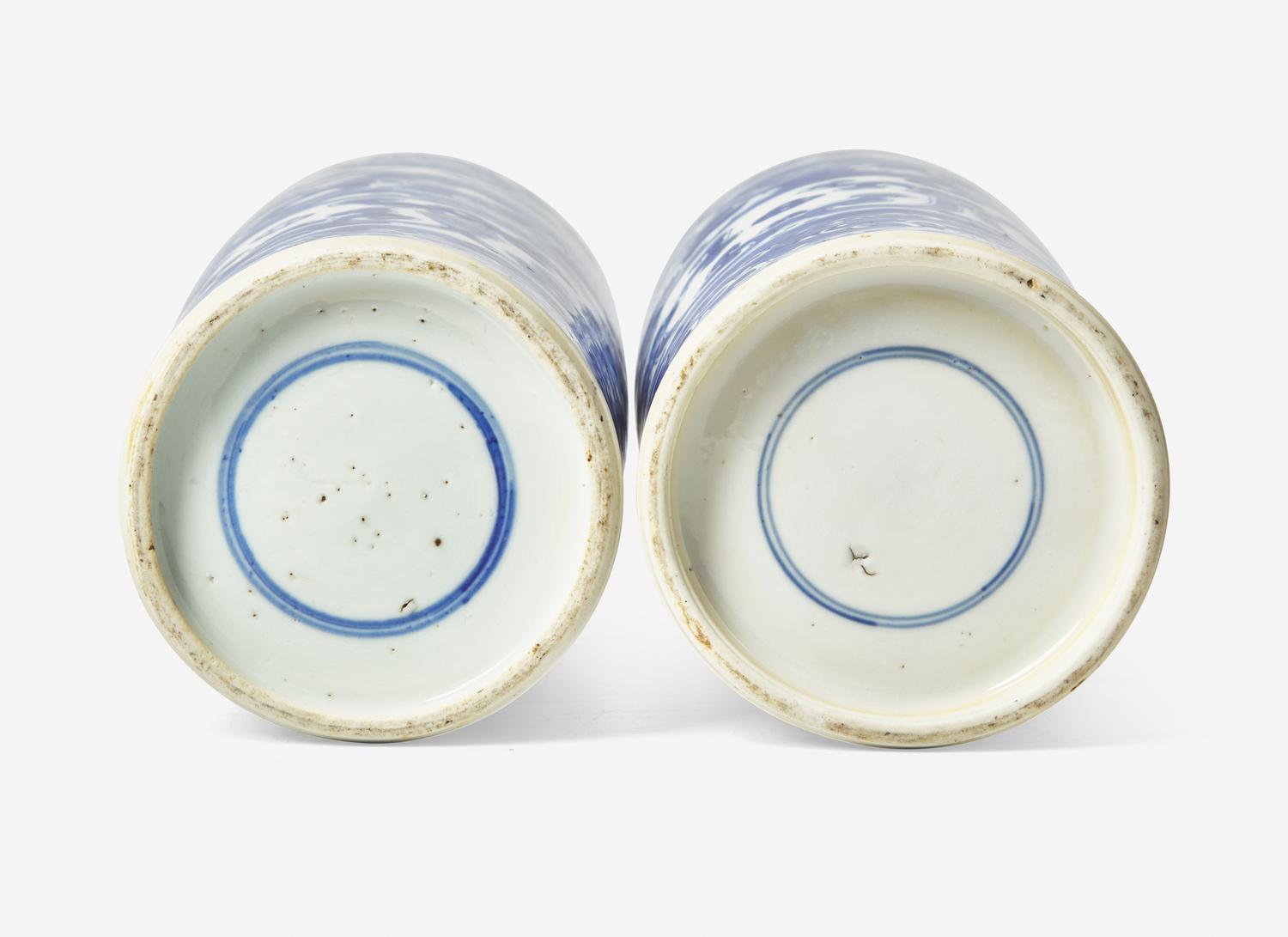 An Associated Pair of Chinese Blue and White Sleeve Vases