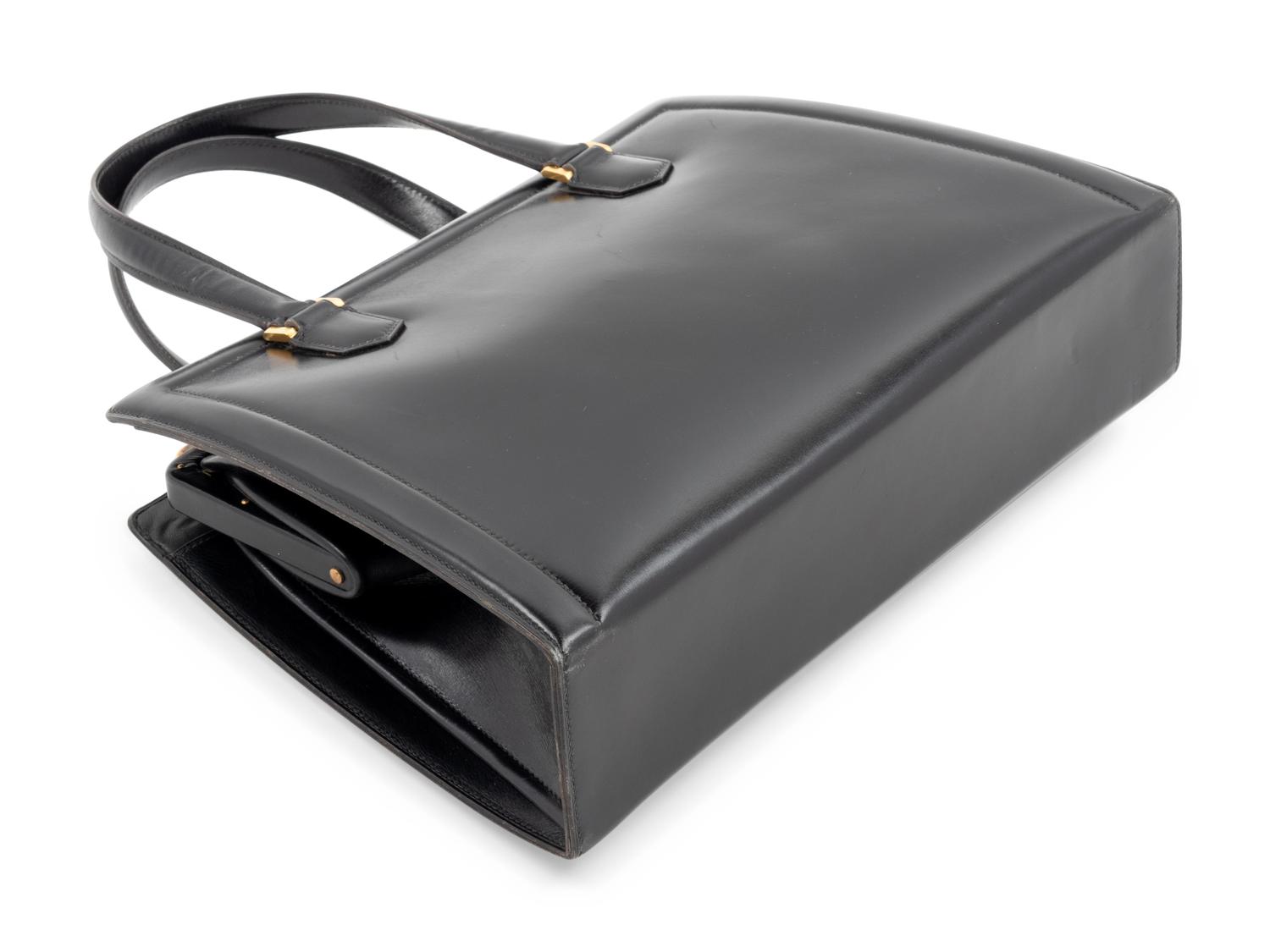 Hermès Vintage Black Leather Handbag, 1960s