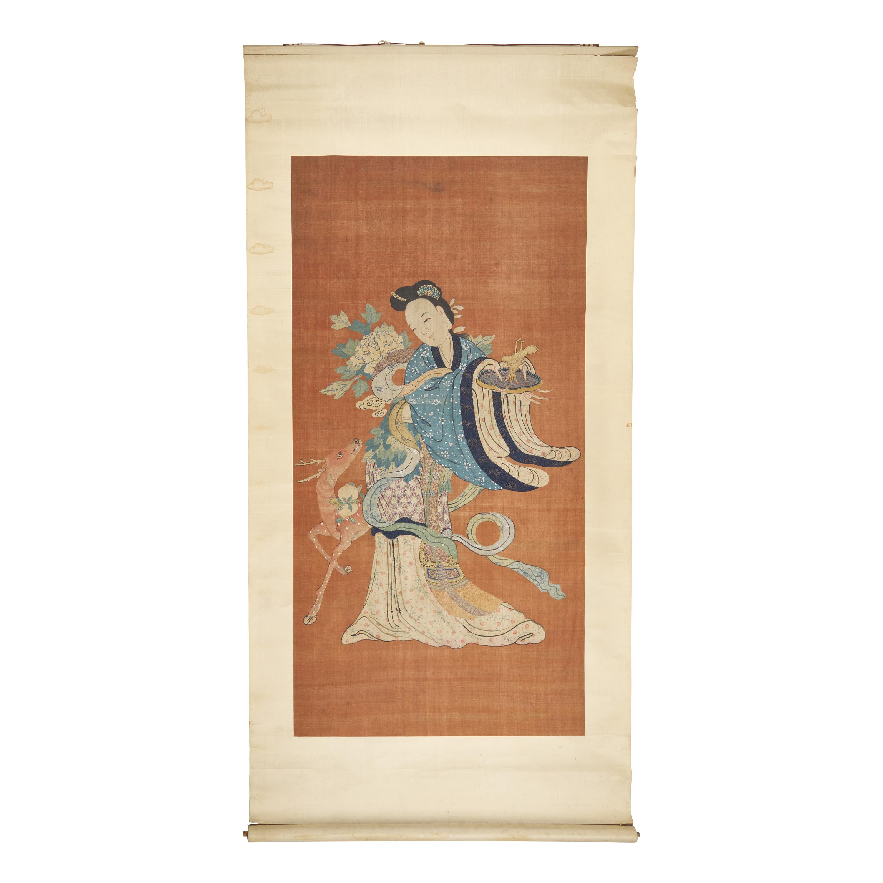 A Chinese Kesi Figural Tapestry Depicting a Meiren with | Freeman's