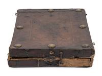 A German Leather-Cased Giltwood Traveling Altar