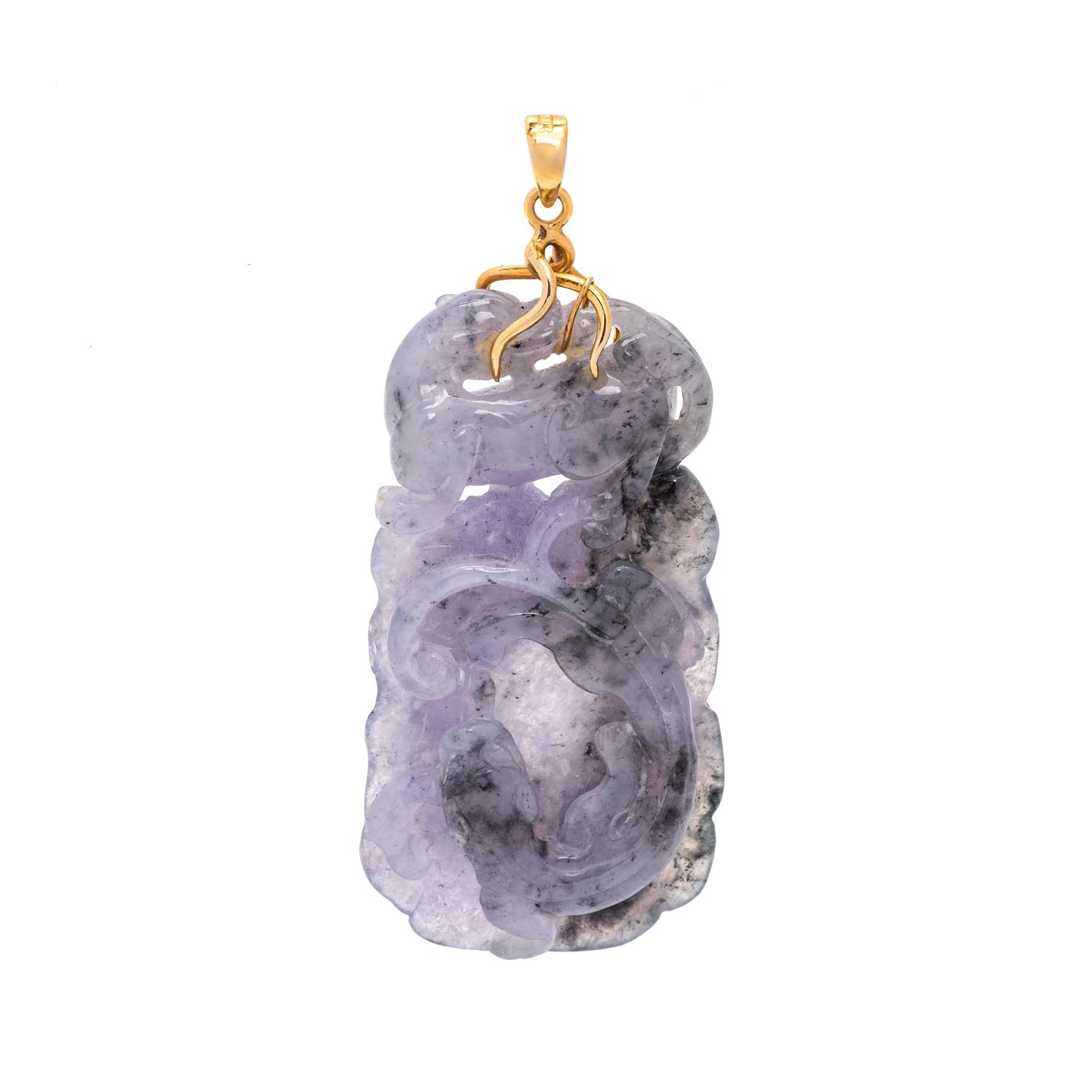 Lavender Grey Jade Figural Pendant
