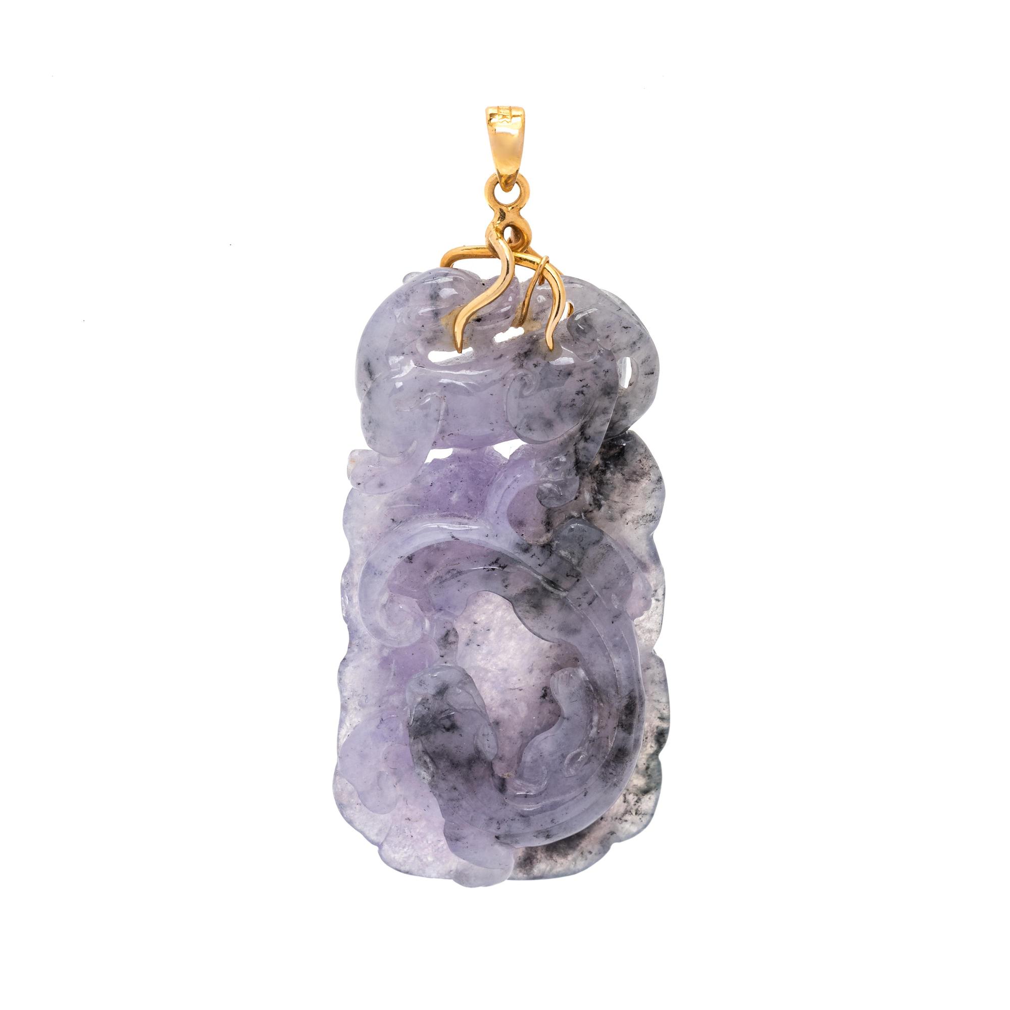 Lavender Grey Jade Figural Pendant