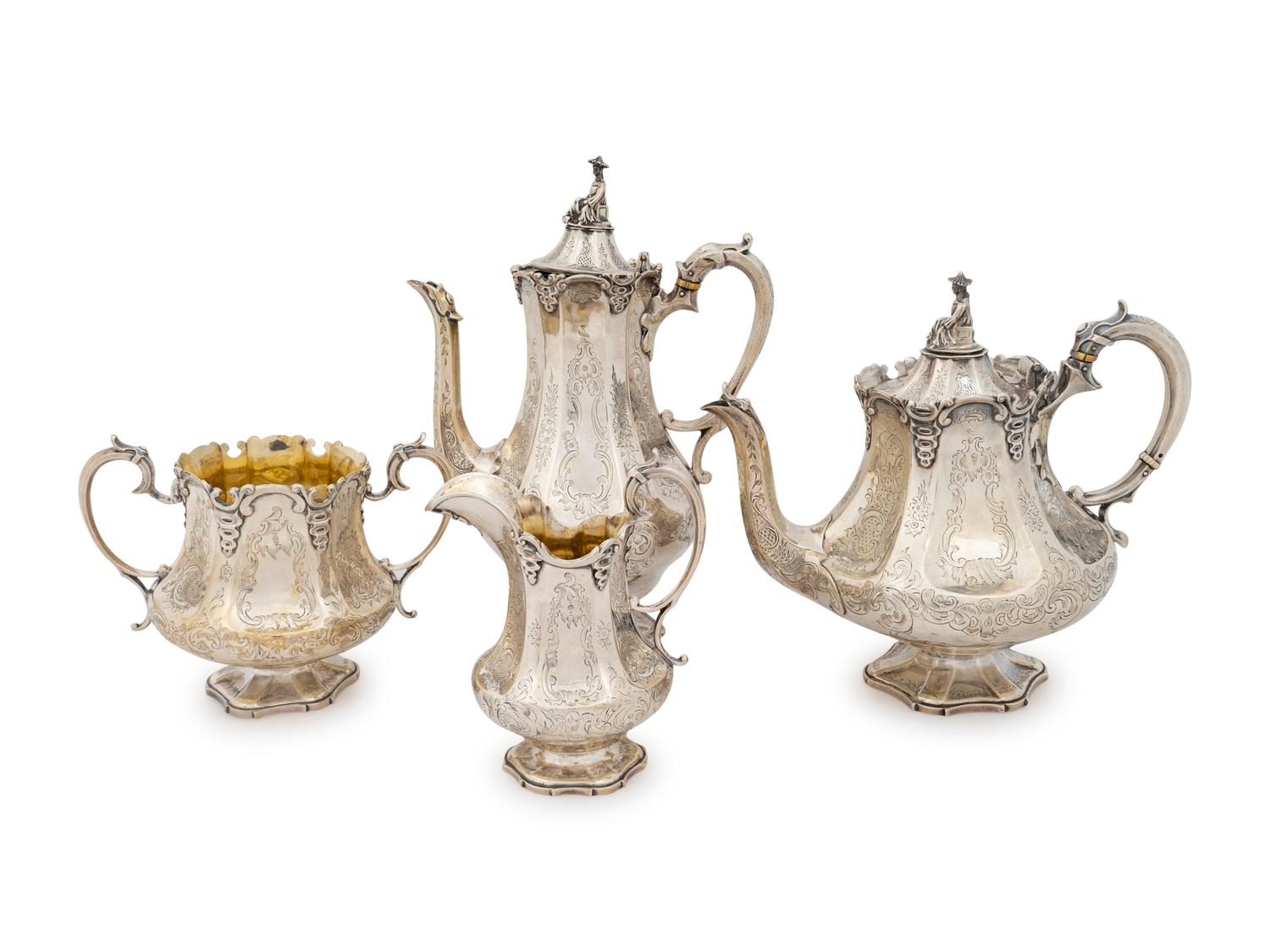 An English Silver Four-Piece Tea and Coffee Service — Charles Boynton, London, 1891