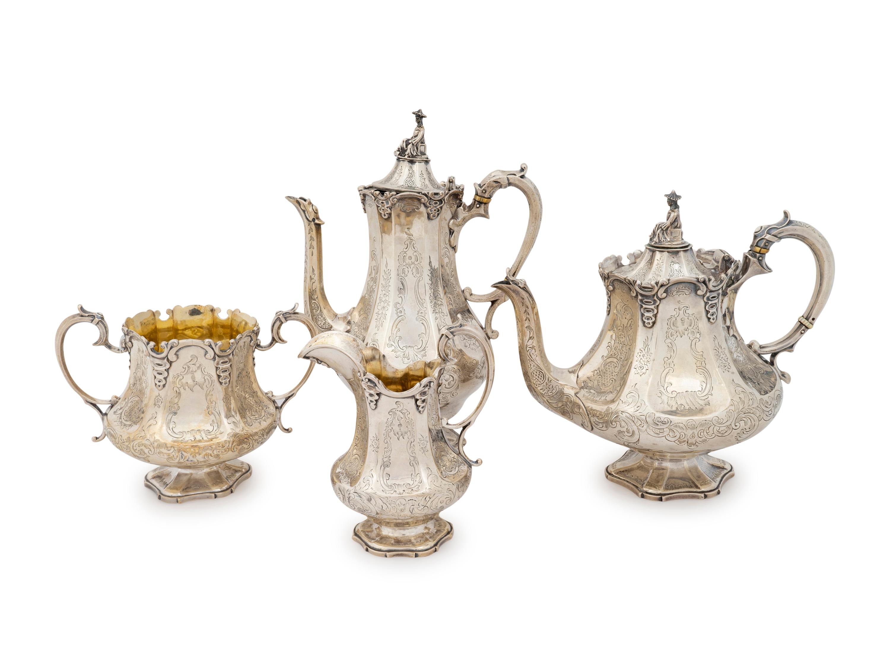 An English Silver Four-Piece Tea and Coffee Service — Charles Boynton, London, 1891