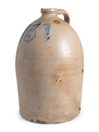 A Scarce Elisha Lemmon Kentucky Three-Gallon Stoneware Jug