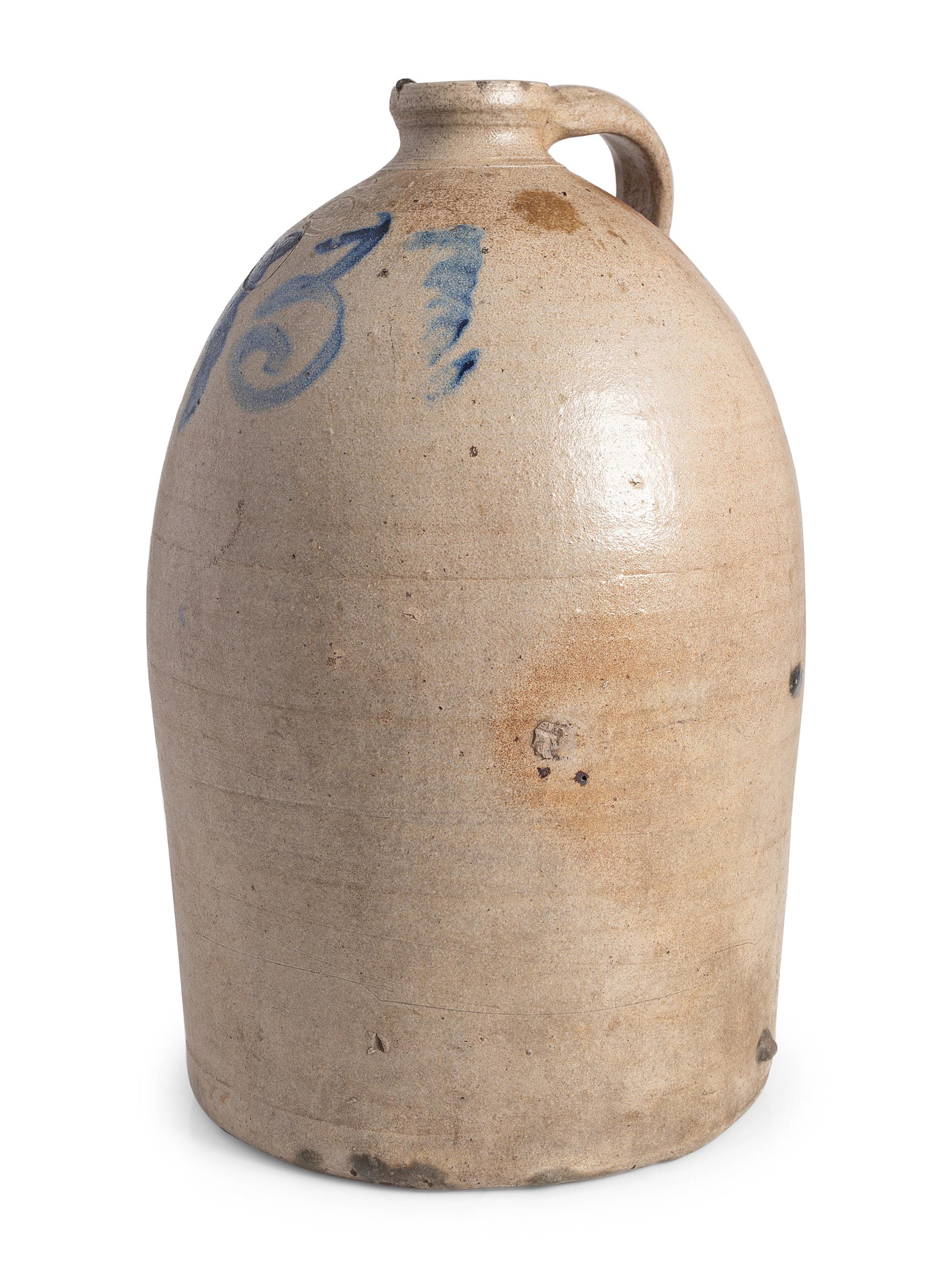 A Scarce Elisha Lemmon Kentucky Three-Gallon Stoneware Jug