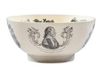 A Liverpool Transfer-Printed Creamware Punch Bowl with George Washington and Benjamin Franklin