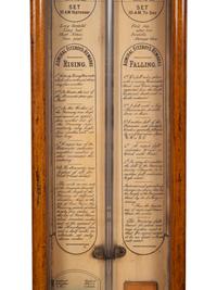 An Admiral Fitzroy Mahogany Barometer and a Modern English Mahogany Clock with Barometer