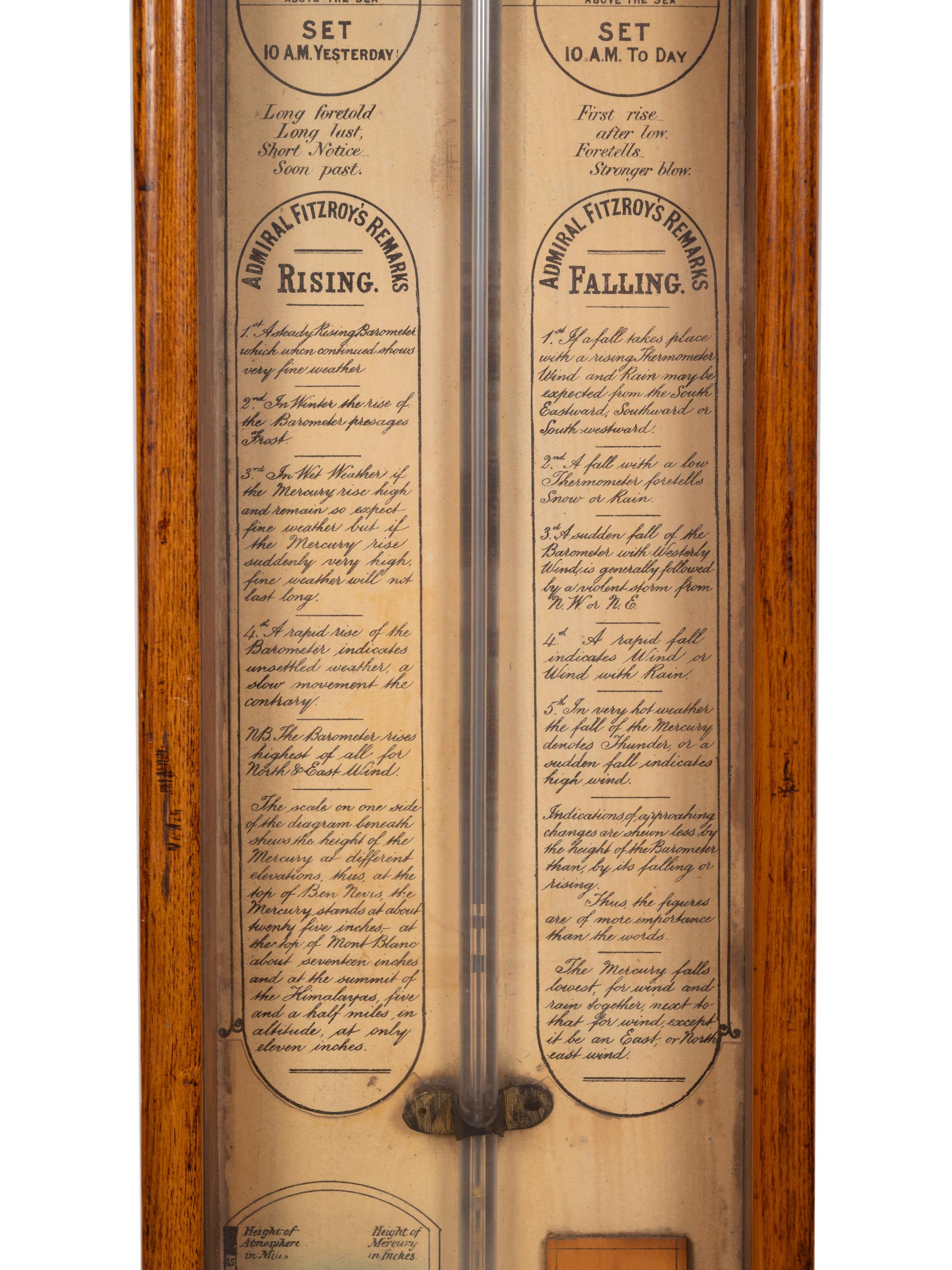 An Admiral Fitzroy Mahogany Barometer and a Modern English Mahogany Clock with Barometer