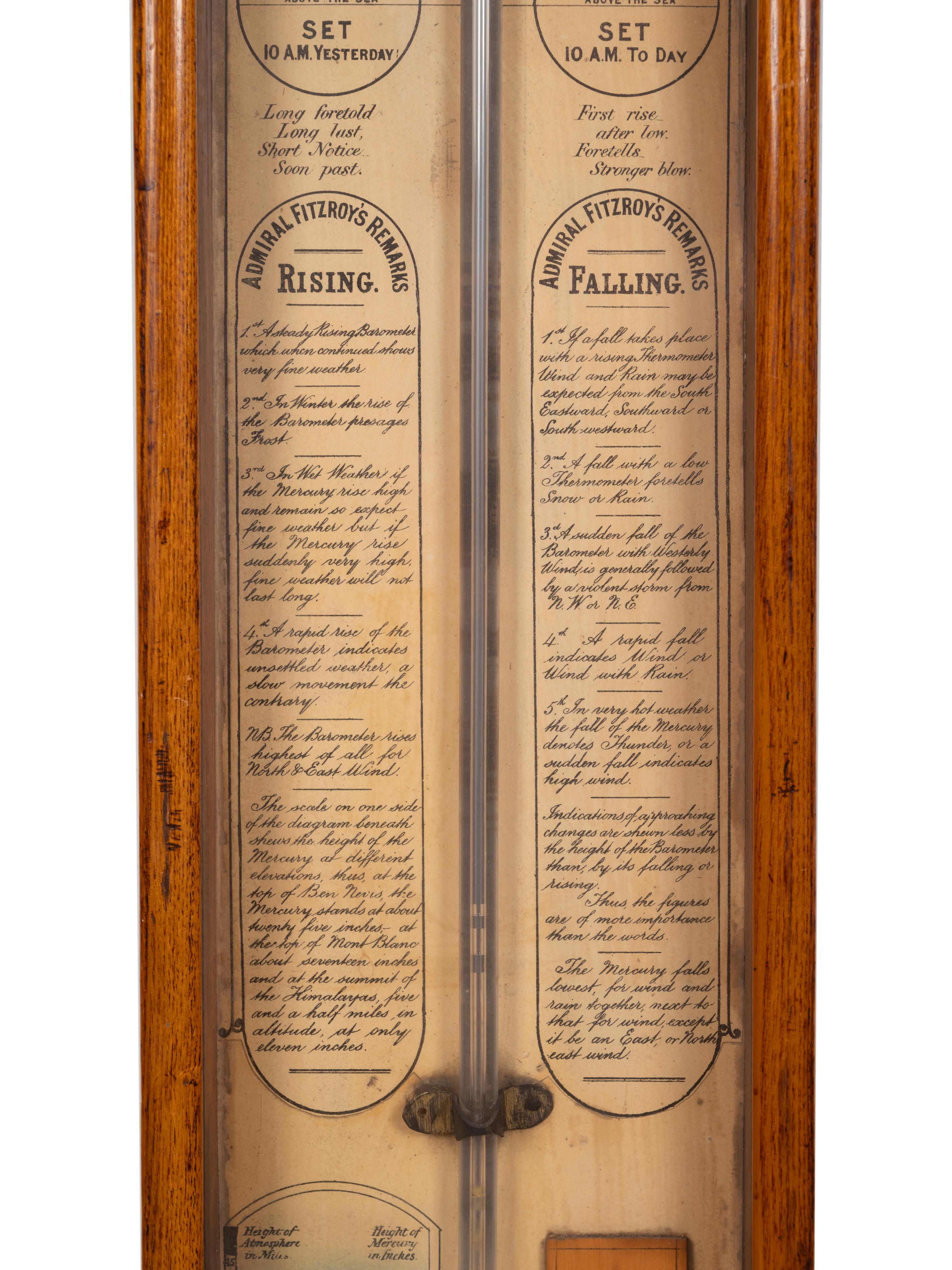 An Admiral Fitzroy Mahogany Barometer and a Modern English Mahogany Clock with Barometer