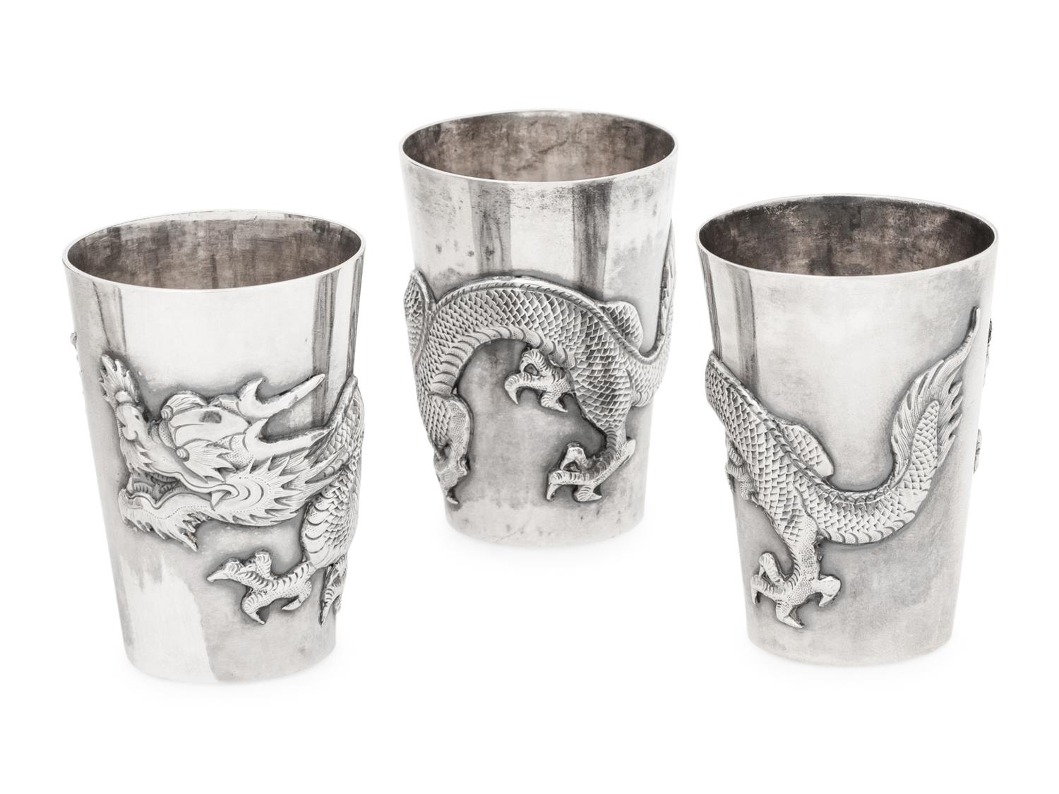 A Chinese Silver 'Dragon' Cocktail Service