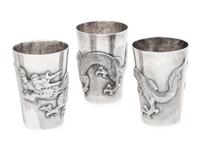 A Chinese Silver 'Dragon' Cocktail Service