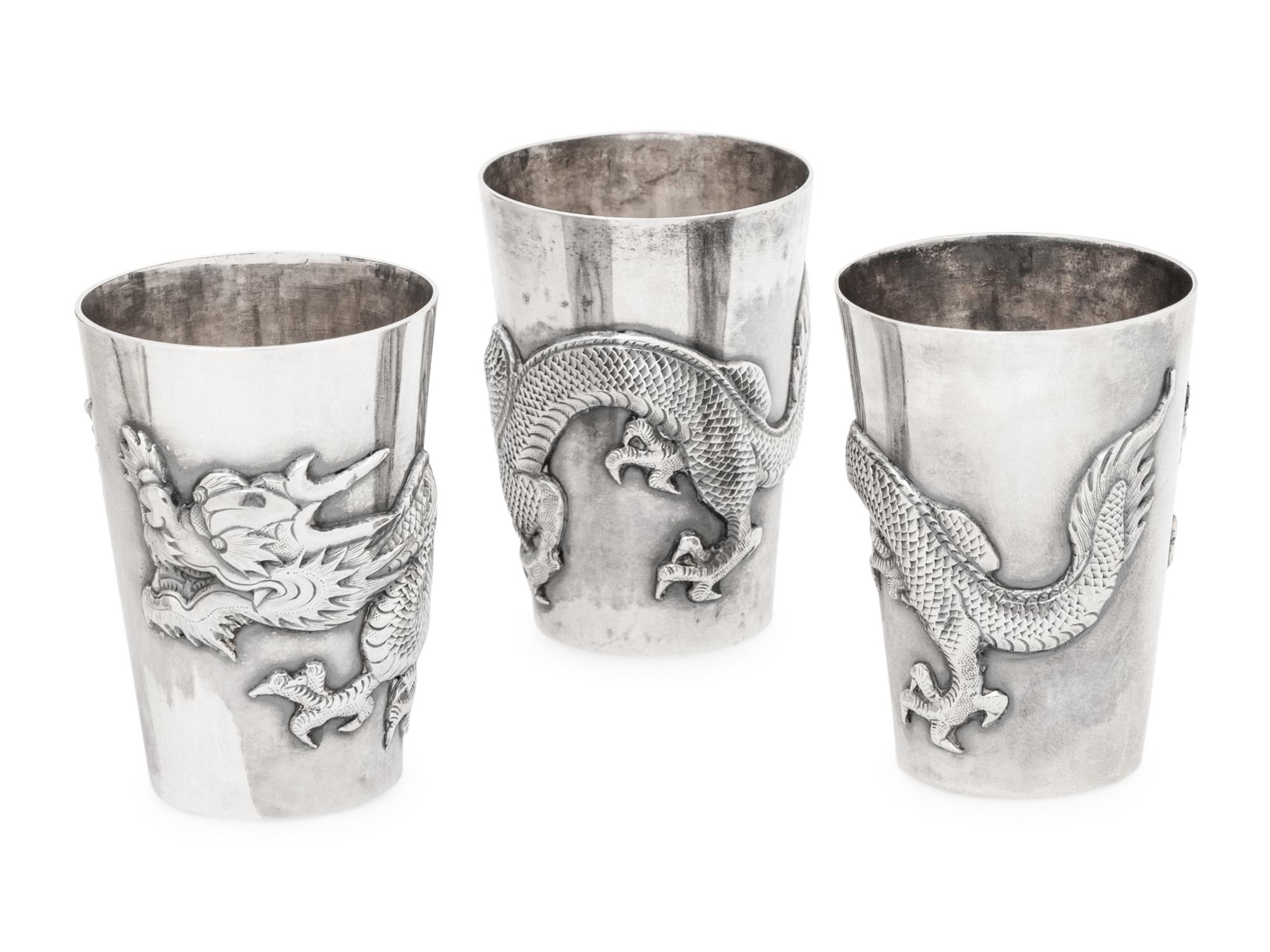 A Chinese Silver 'Dragon' Cocktail Service