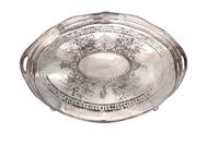 An English Silver Plate Oval Serving Tray — Ellis-Barker Silver Co., Birmingham, 20th Century