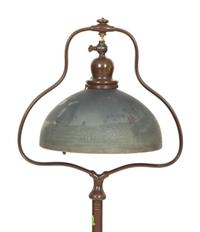 An Handel Reverse Painted Glass Treasure Island Harp Floor Lamp