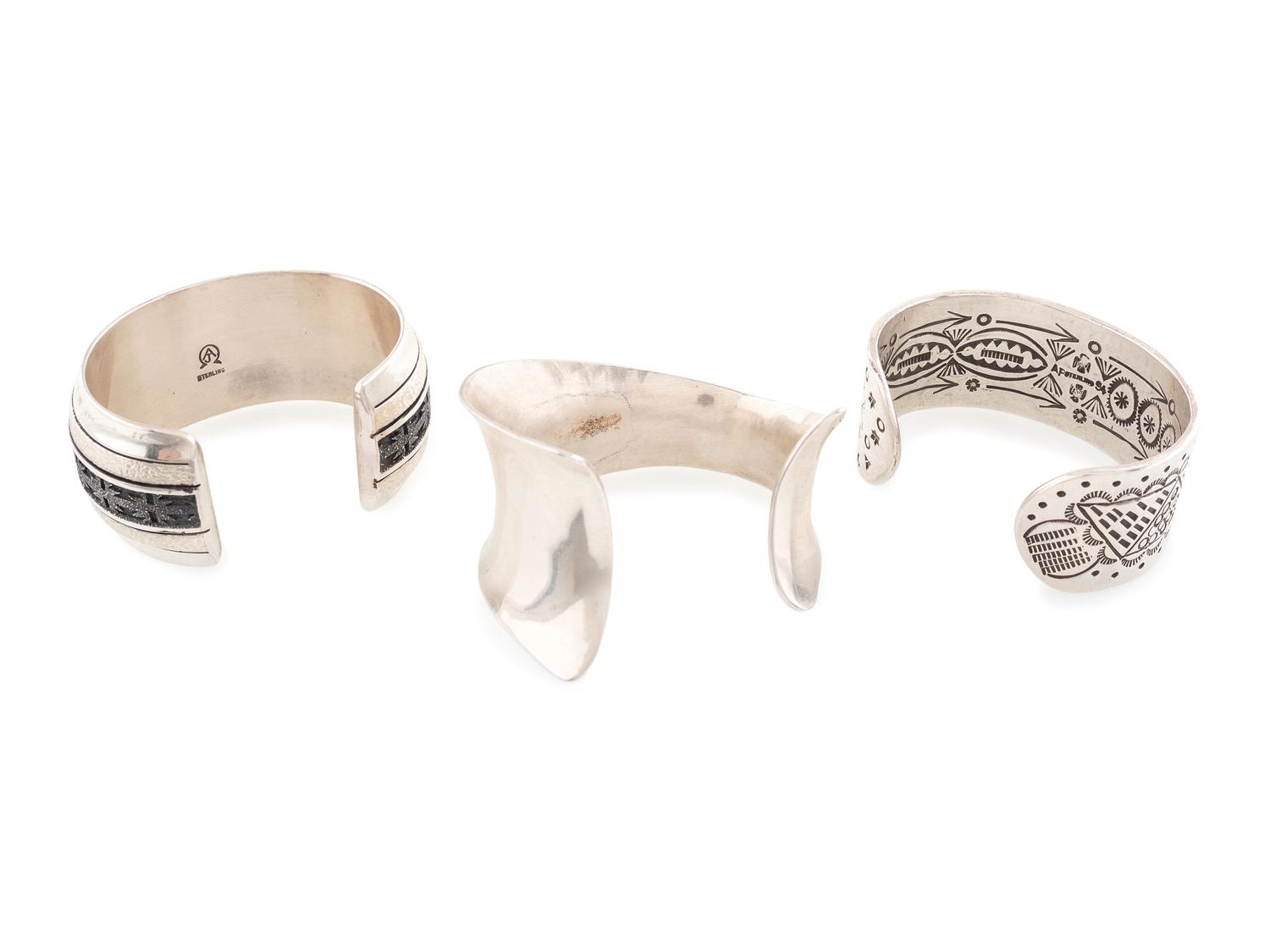 Laguna and Navajo Silver Cuff Bracelets