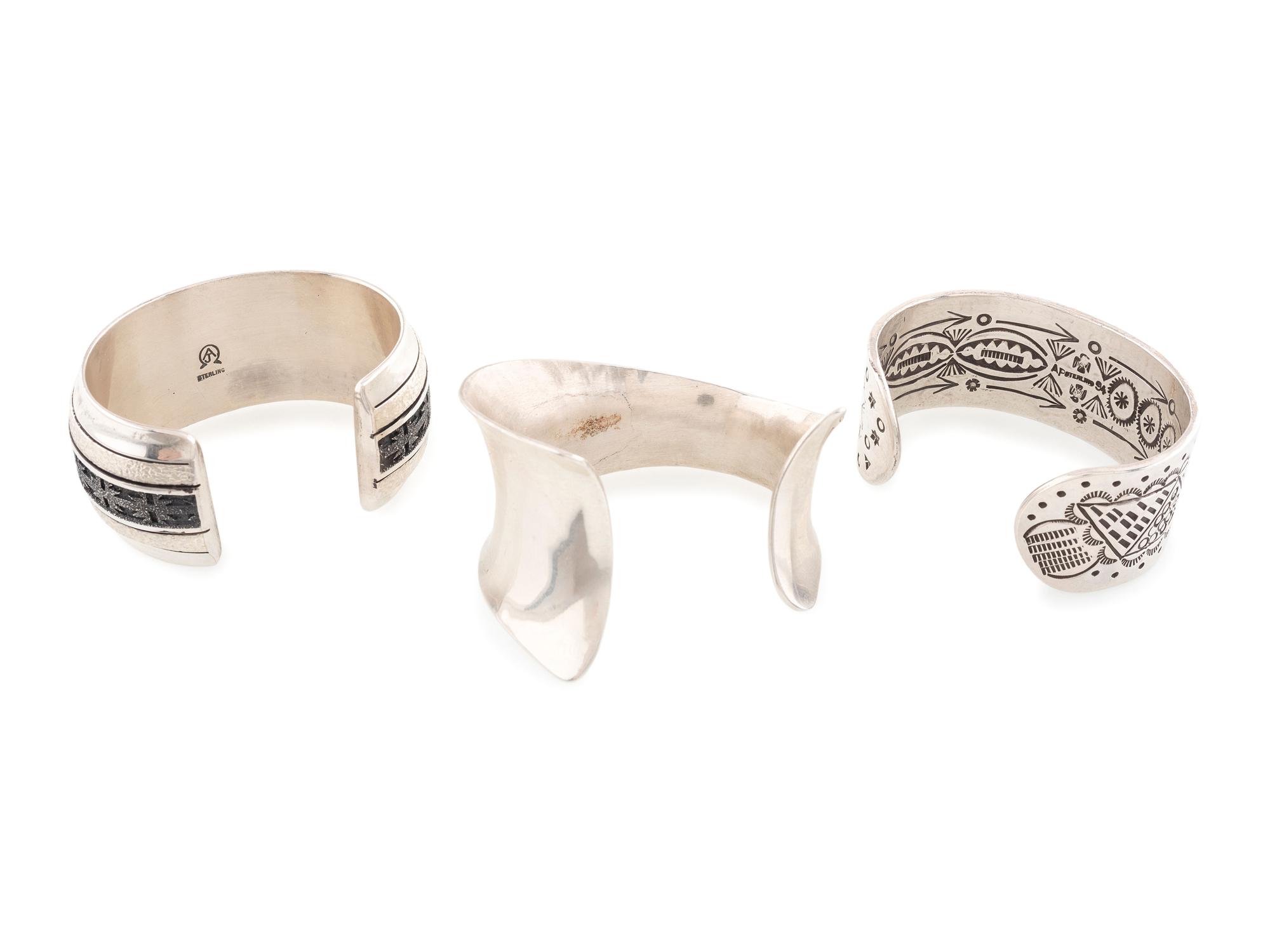 Laguna and Navajo Silver Cuff Bracelets