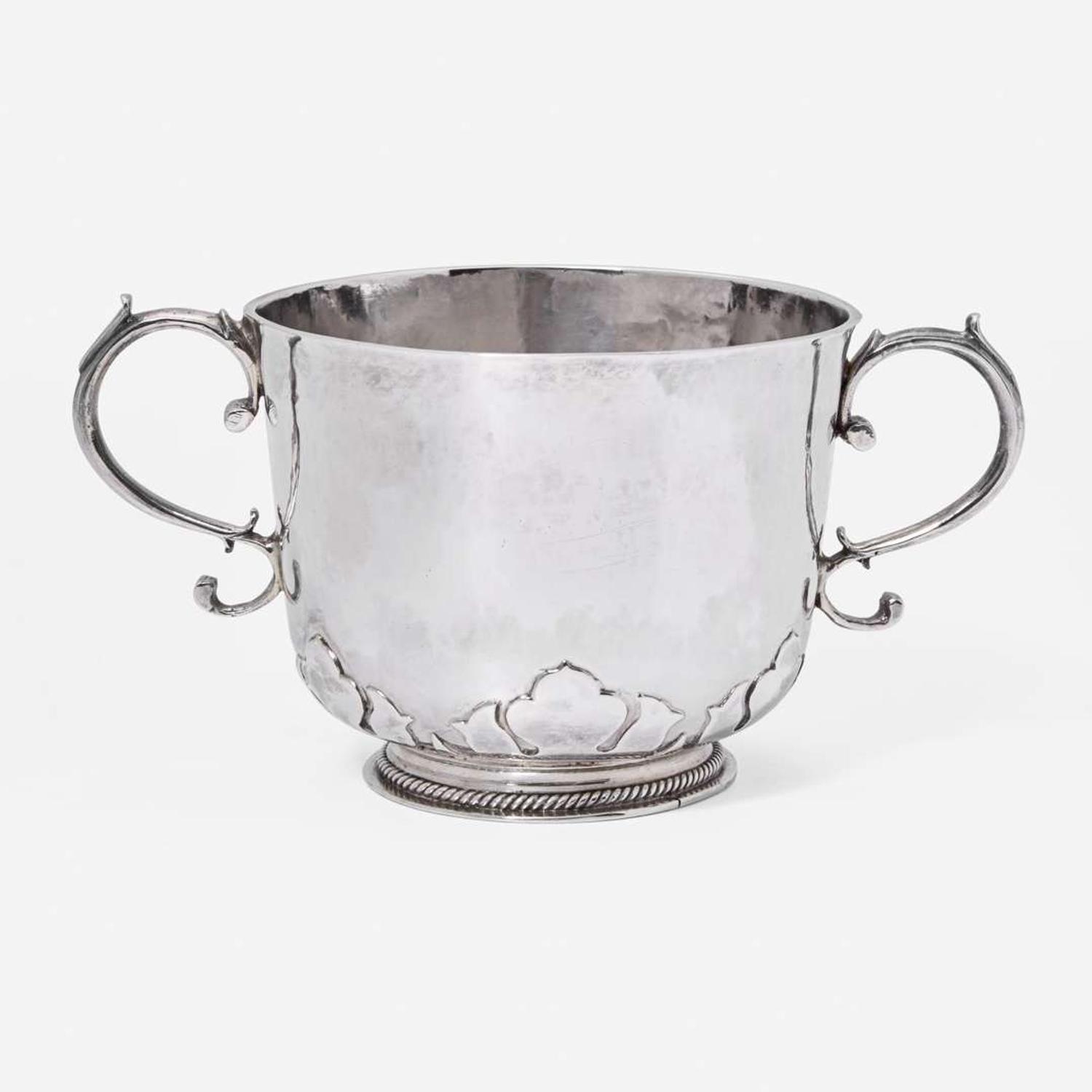 A silver two-handled porringer Katherine Stevens, London, 1673