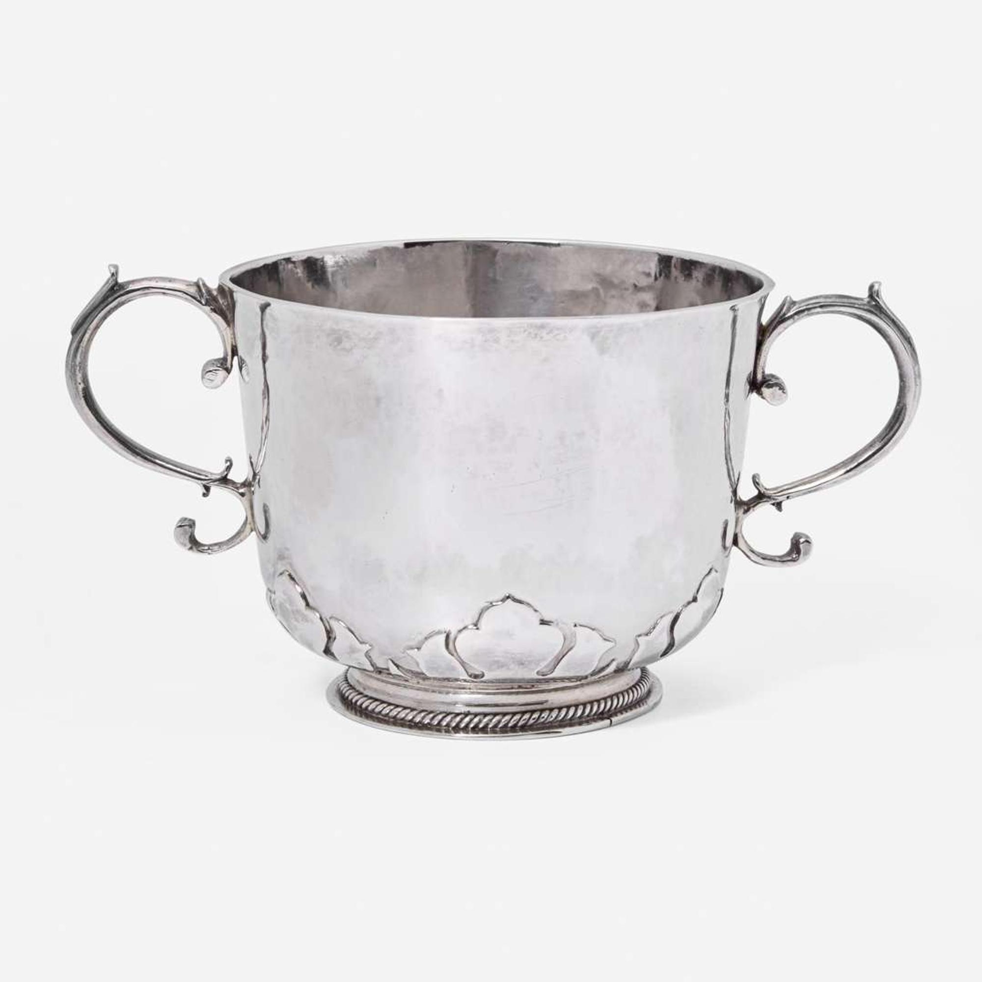 A silver two-handled porringer Katherine Stevens, London, 1673