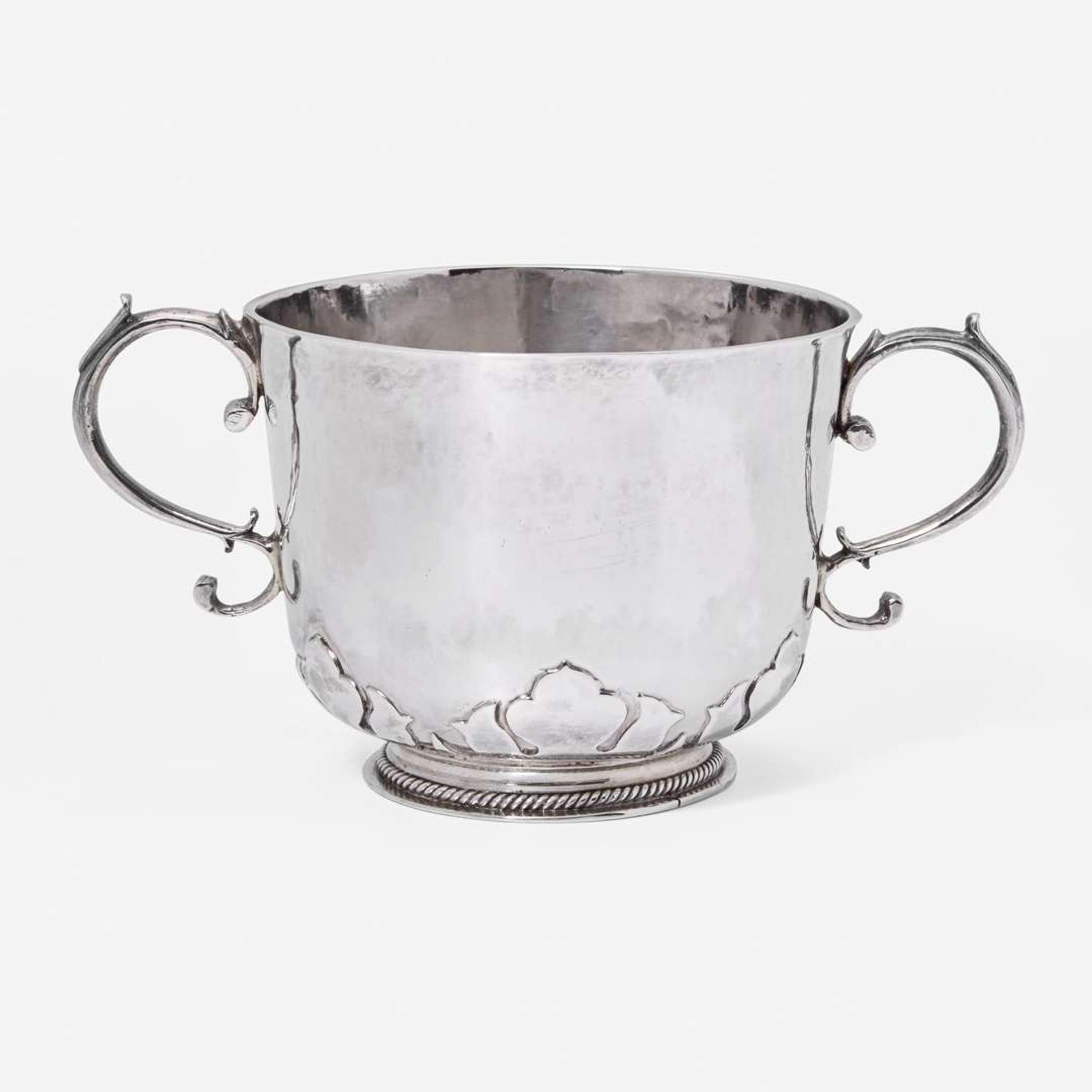 A silver two-handled porringer Katherine Stevens, London, 1673