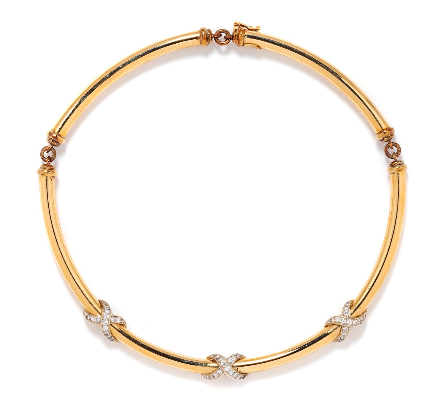 A 14 Karat Bicolor Gold and Diamond Collar Necklace, La Triomphe,
