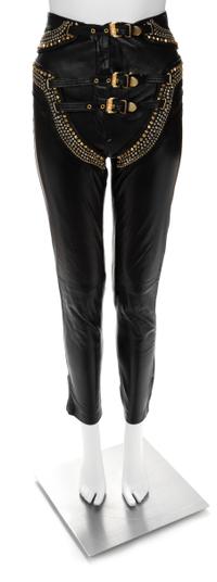 A Gianni Versace Black Leather Bondage Pant,