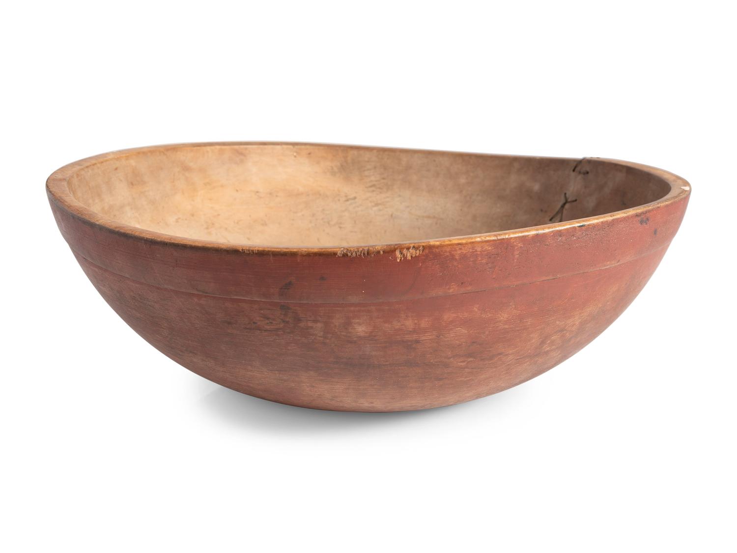Four Stained and Carved Wood Bread Bowls