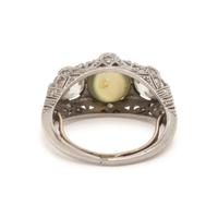 ANTIQUE, CAT'S EYE CHRYSOBERYL AND DIAMOND RING