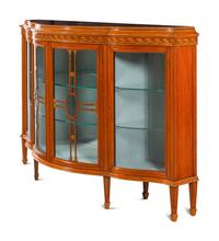 An Edwardian Satinwood and Marquetry Serpentine-Front Cabinet